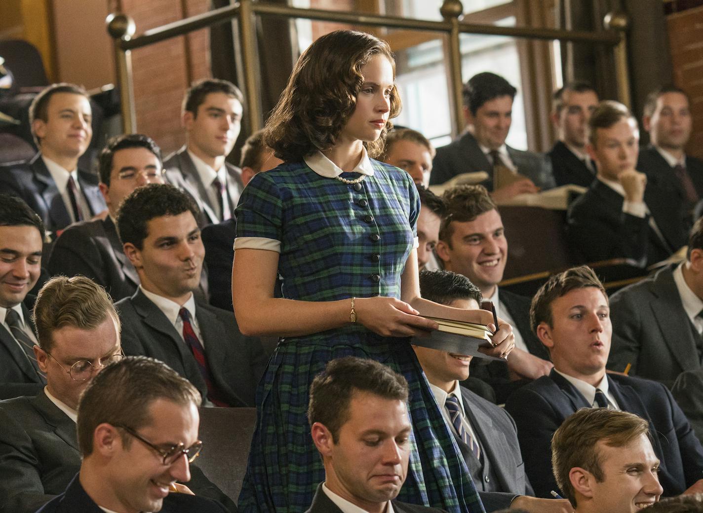 In this image released by Focus Features, Felicity Jones portrays Ruth Bader Ginsburg in a scene from "On the Basis of Sex." (Jonathan Wenk/Focus Features via AP)