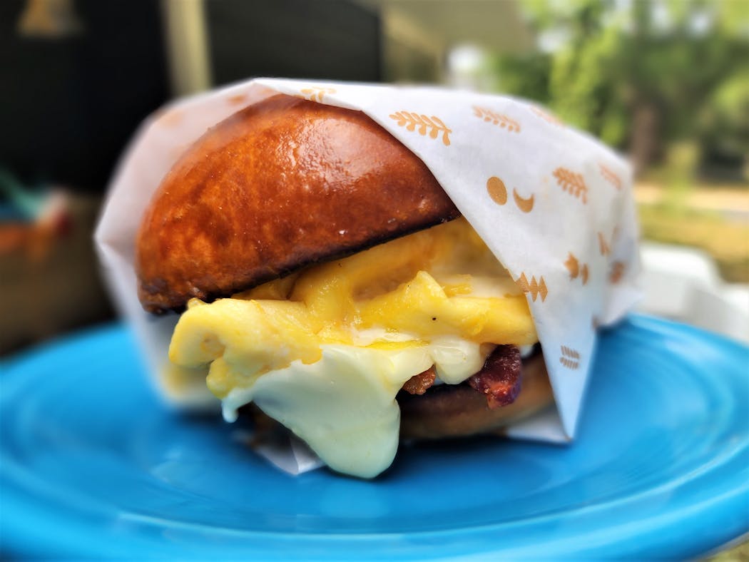 This bacon, egg and cheese from Café Cerés is all about the fluffy milk bun.