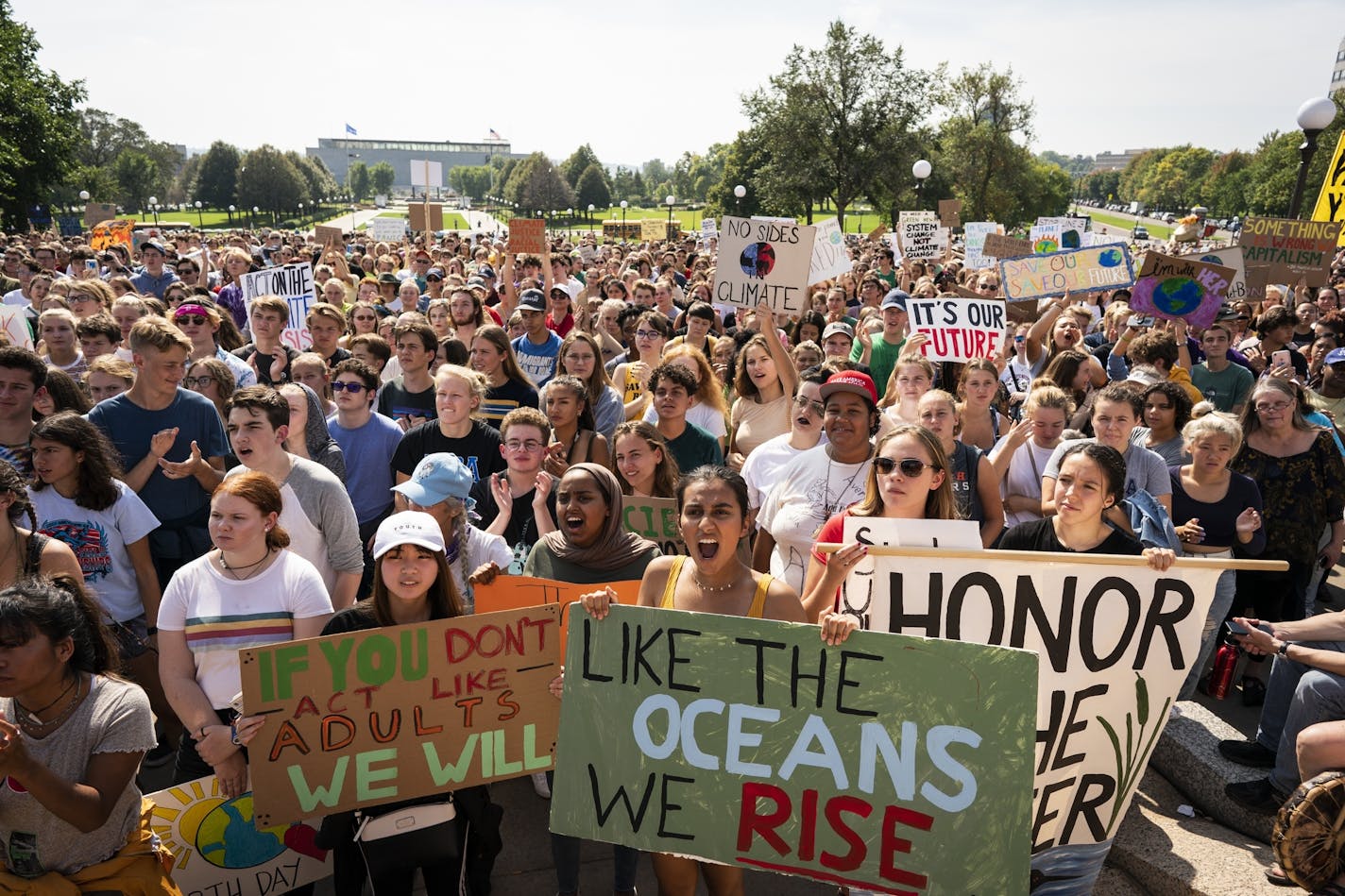 Protesters gathered Friday at the Capitol in St. Paul to protest climate change inaction.