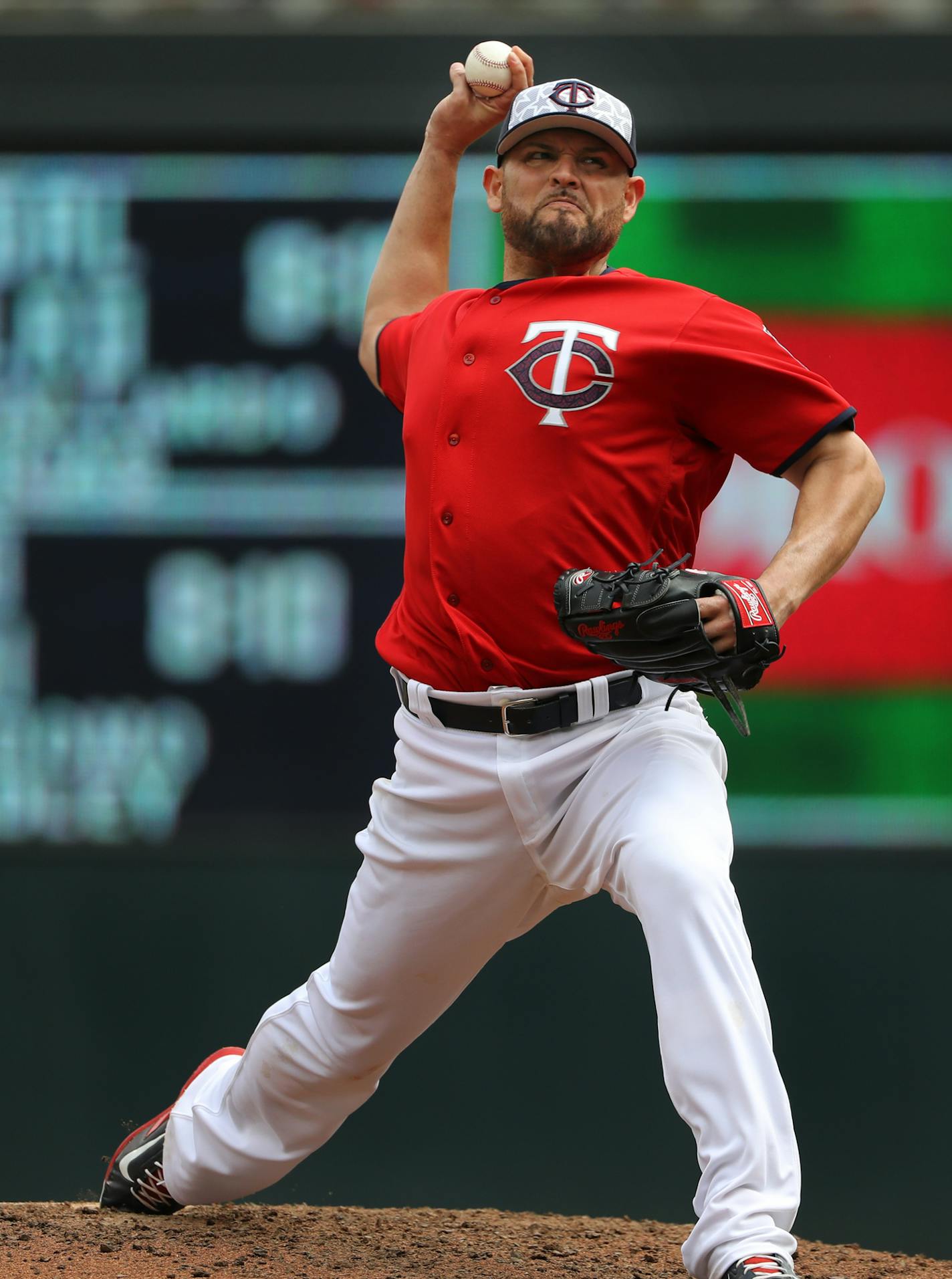 Ricky Nolasco(47) started for the Twins.[At the Twins game against the A's at Target Field on 7/04/16. Richard Tsong-taatarii@startribune.com