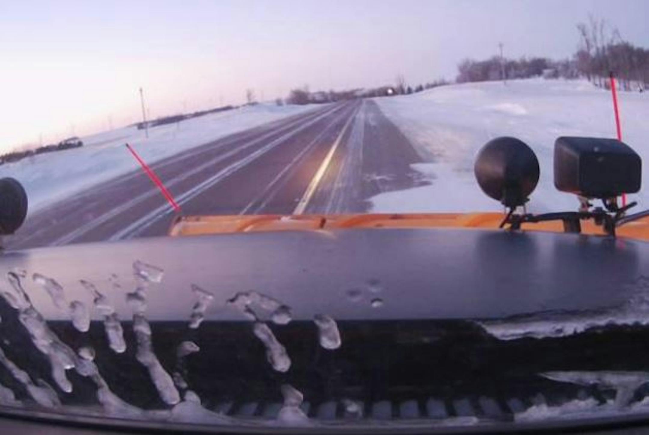 A state plow did its thing early Sunday along Hwy. 23 in southwestern Minnesota. Credit: MnDOT