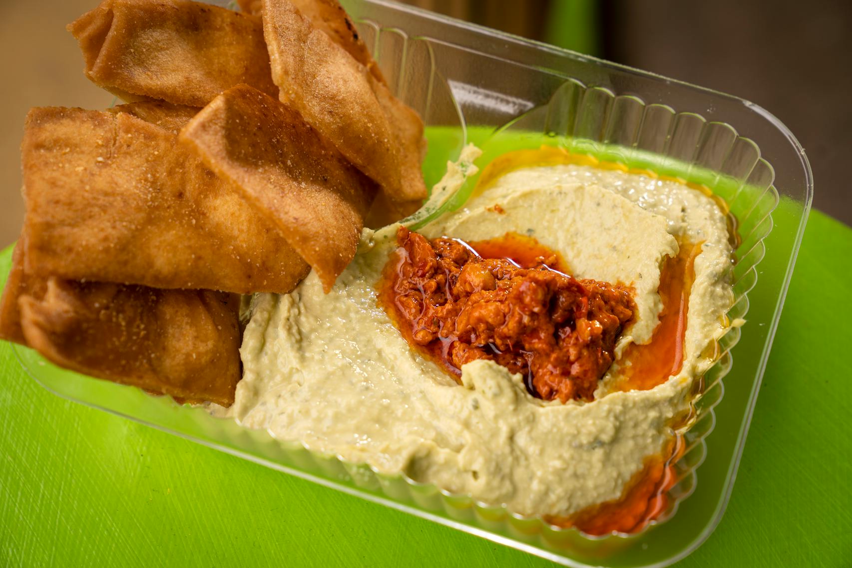 Basil Hummus from Holy Land. The new foods of the 2023 Minnesota State Fair photographed on the first day of the fair in Falcon Heights, Minn. on Tuesday, Aug. 8, 2023. ] LEILA NAVIDI • leila.navidi@startribune.com