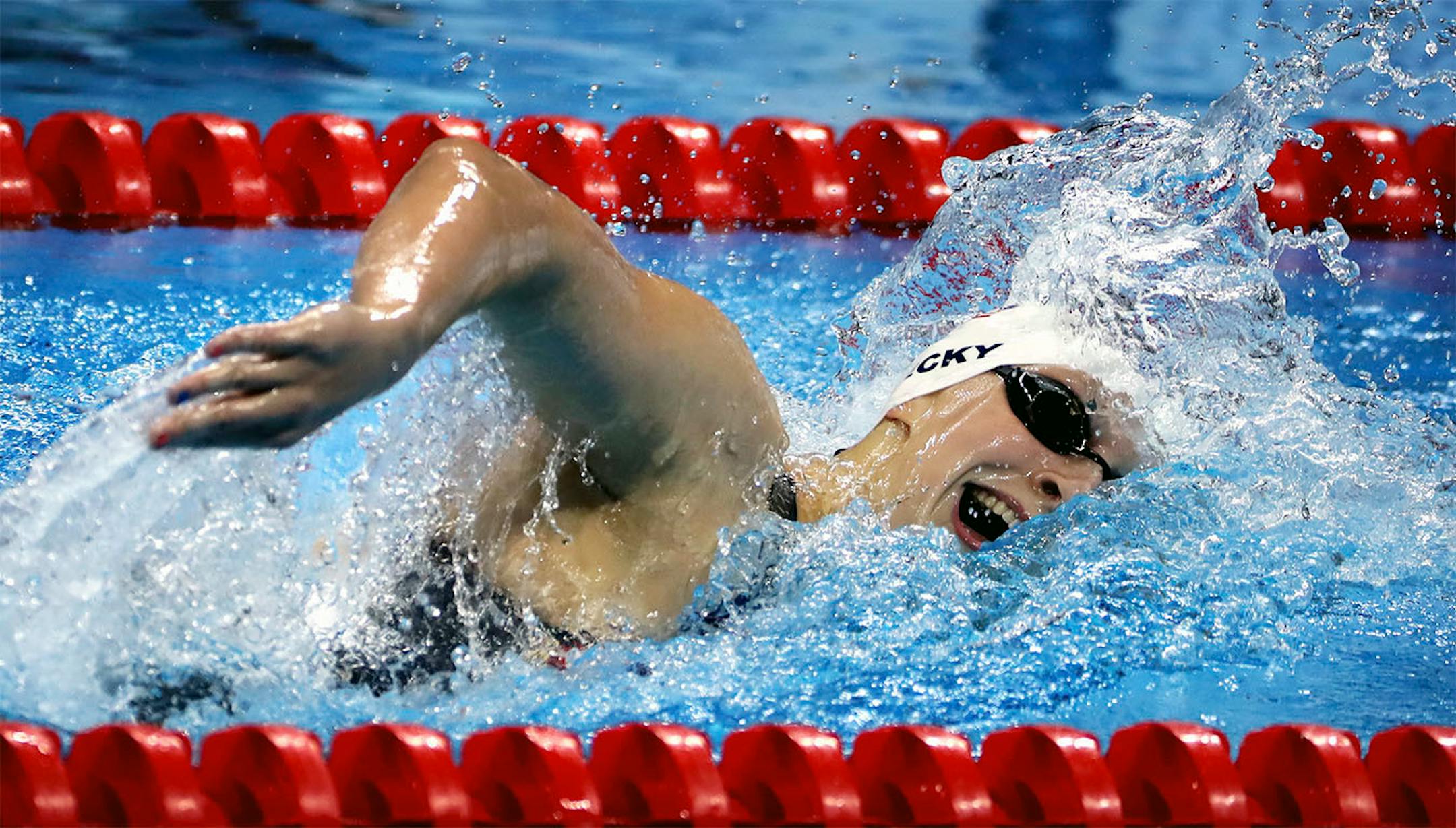 USA's Katie Ledecky set an Olympic record in the 400mm freestyle during the preliminary heats Sunday afternoon.