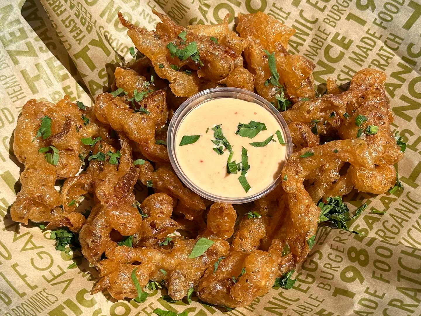 Shroomy Calamari from French Meadow Bakery & Cafe.