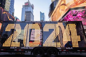 The 2024 New Year’s Eve numerals are displayed in Times Square on Dec. 20 in New York.