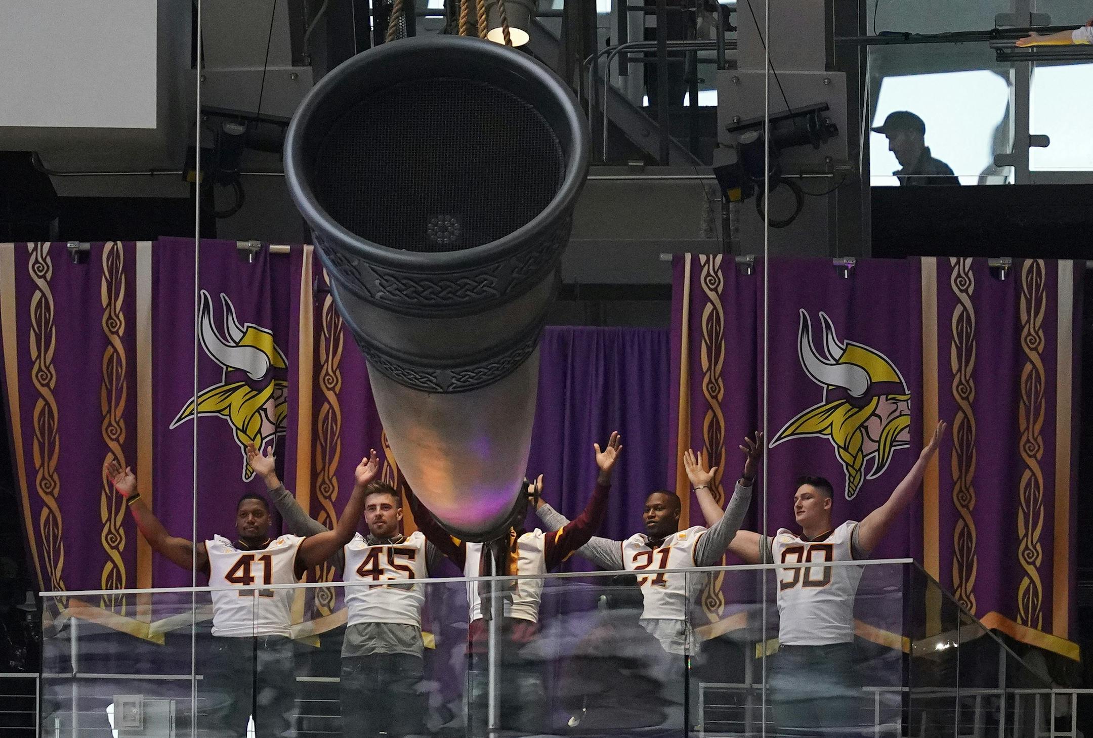 Members of the Minnesota Golden Gophers football team led the Skol chant ahead of Sunday's game between the Minnesota Vikings and the Detroit Lions. ] ANTHONY SOUFFLE • anthony.souffle@startribune.com The Minnesota Vikings played the Detroit Lions in an NFL game Sunday, Dec. 8, 2019 at U.S. Bank Stadium in Minneapolis.