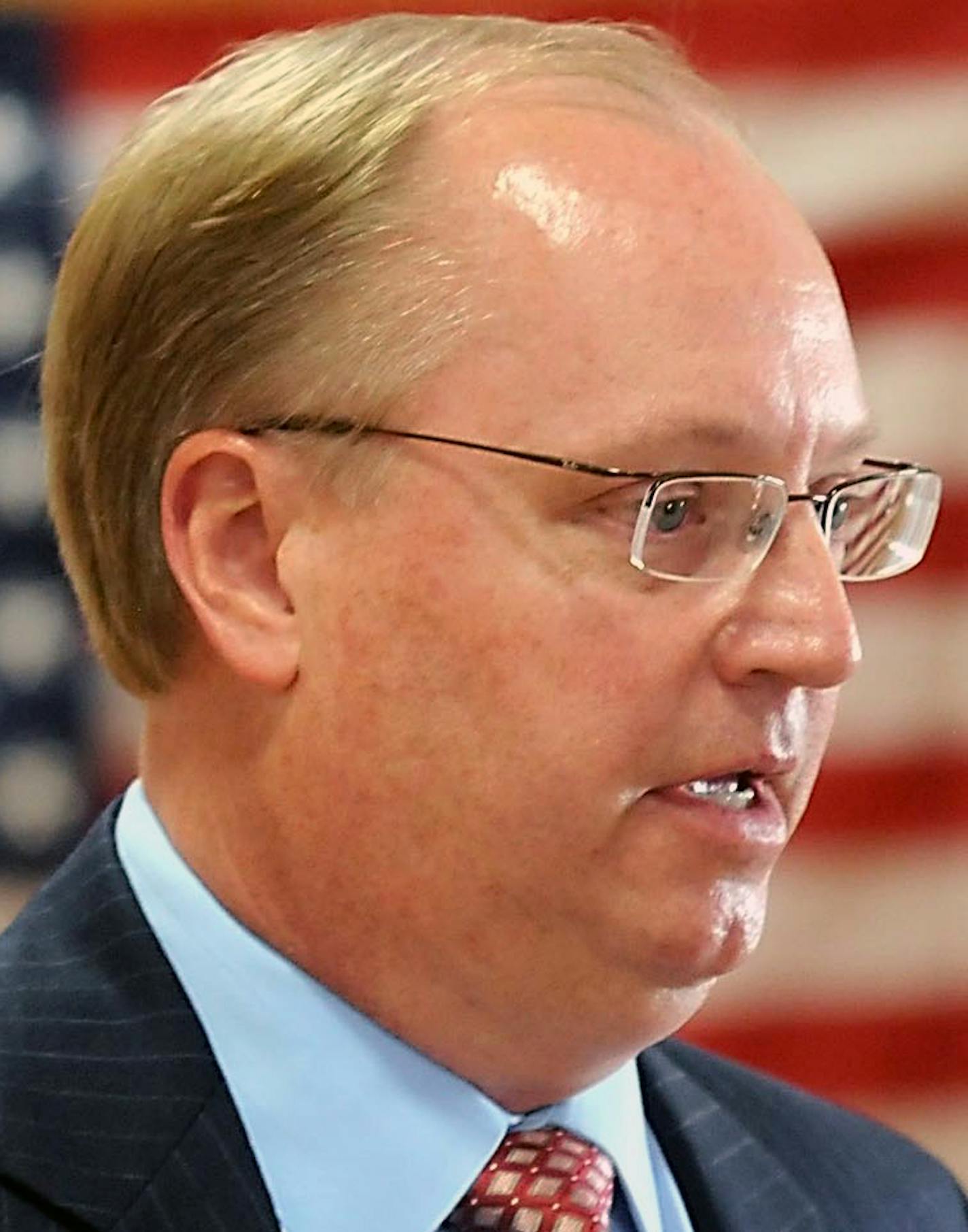 FILE - In this Wednesday, Sept. 4, 2013, file photo, Jim Hagedorn speaks with reporters after announcing his candidacy for Minnesota's 1st Congressional District seat held by Rep. Tim Walz, near Good Thunder, Minn. Republican congressional hopeful Hagedorn is standing by his years-old blog posts where he lambasted women, American Indians, gays and national political figures. Hagedorn defended his opinions as humorous and satirical, saying he criticized politicians of all stripes, not just Democr