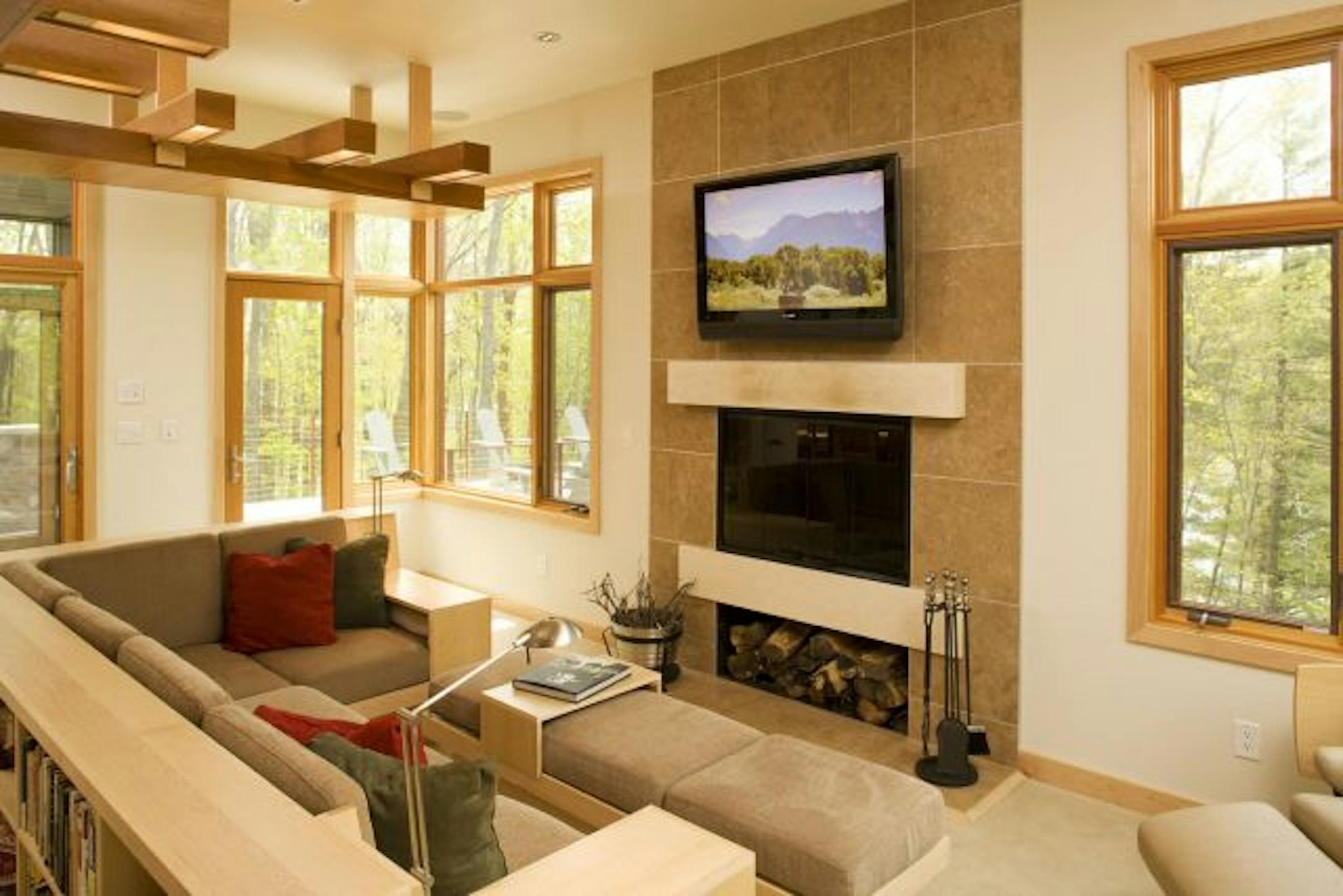 The interior of a lake home in Cumberland, Wis., designed by SALA