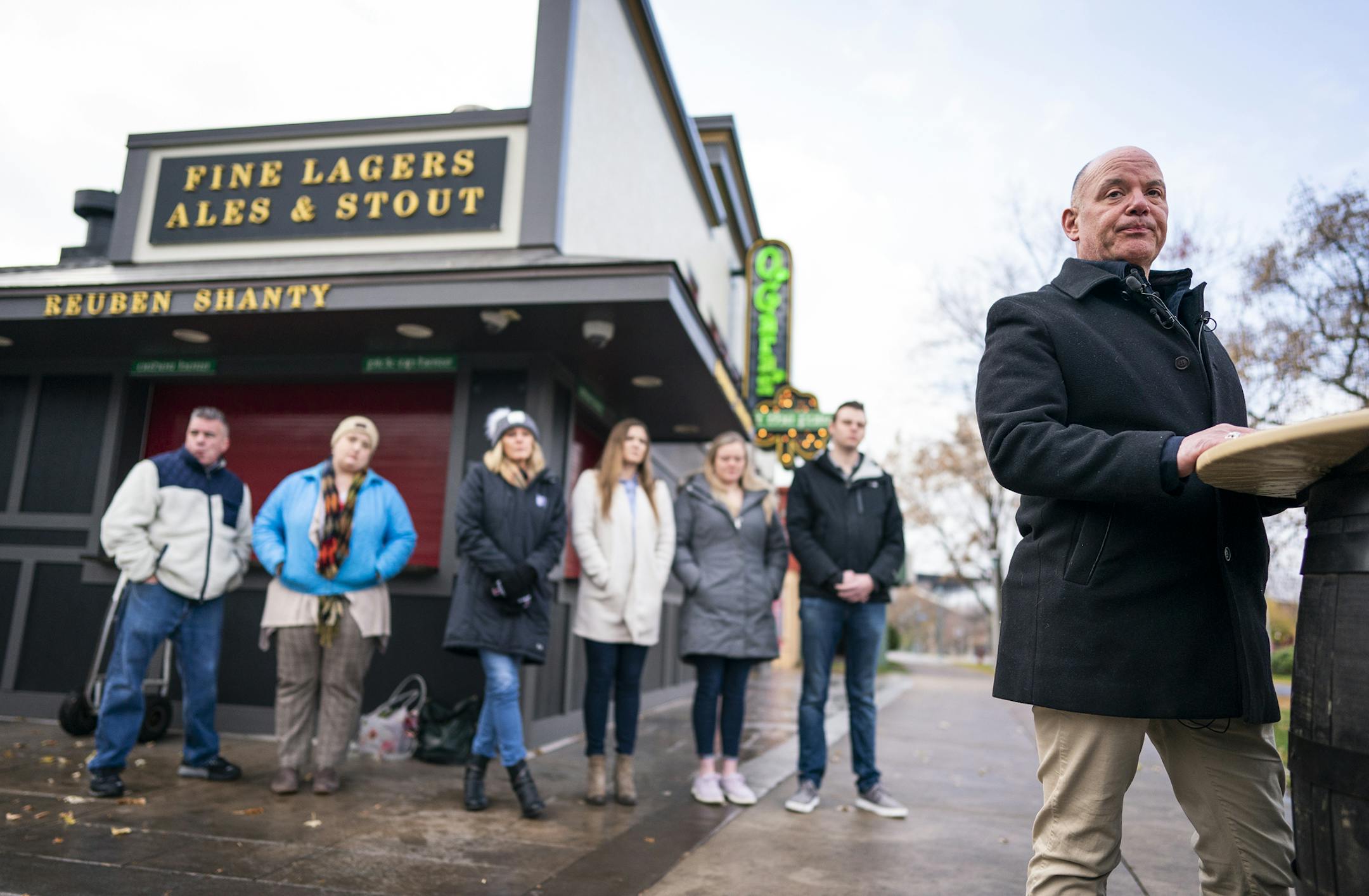 Dan O'Gara, owner of St. Paul's O&#x2019;Gara&#x2019;s Bar & Grill, held a press conference to talk about his decision to not reopen the original O'Gara's location with his family and some former employees standing behind him. ] LEILA NAVIDI &#x2022; leila.navidi@startribune.com BACKGROUND INFORMATION: Dan O'Gara, owner of St. Paul's O&#x2019;Gara&#x2019;s Bar & Grill, held a press conference to talk about his decision to not reopen the original O'Gara's location, at the O'Gara's location at the