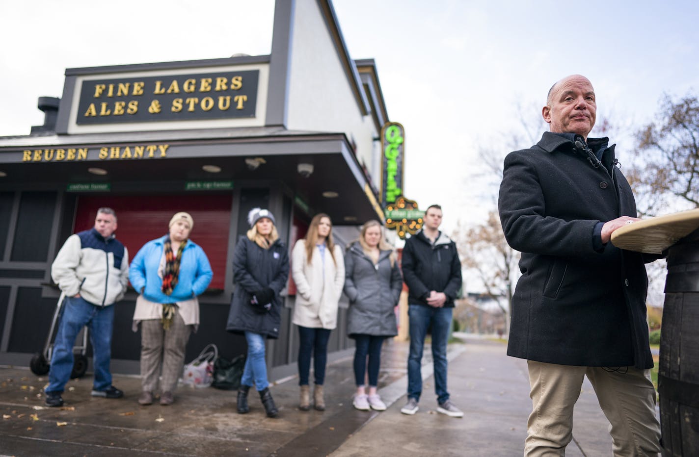 Dan O'Gara, owner of St. Paul's O&#x2019;Gara&#x2019;s Bar & Grill, held a press conference to talk about his decision to not reopen the original O'Gara's location with his family and some former employees standing behind him. ] LEILA NAVIDI &#x2022; leila.navidi@startribune.com BACKGROUND INFORMATION: Dan O'Gara, owner of St. Paul's O&#x2019;Gara&#x2019;s Bar & Grill, held a press conference to talk about his decision to not reopen the original O'Gara's location, at the O'Gara's location at the