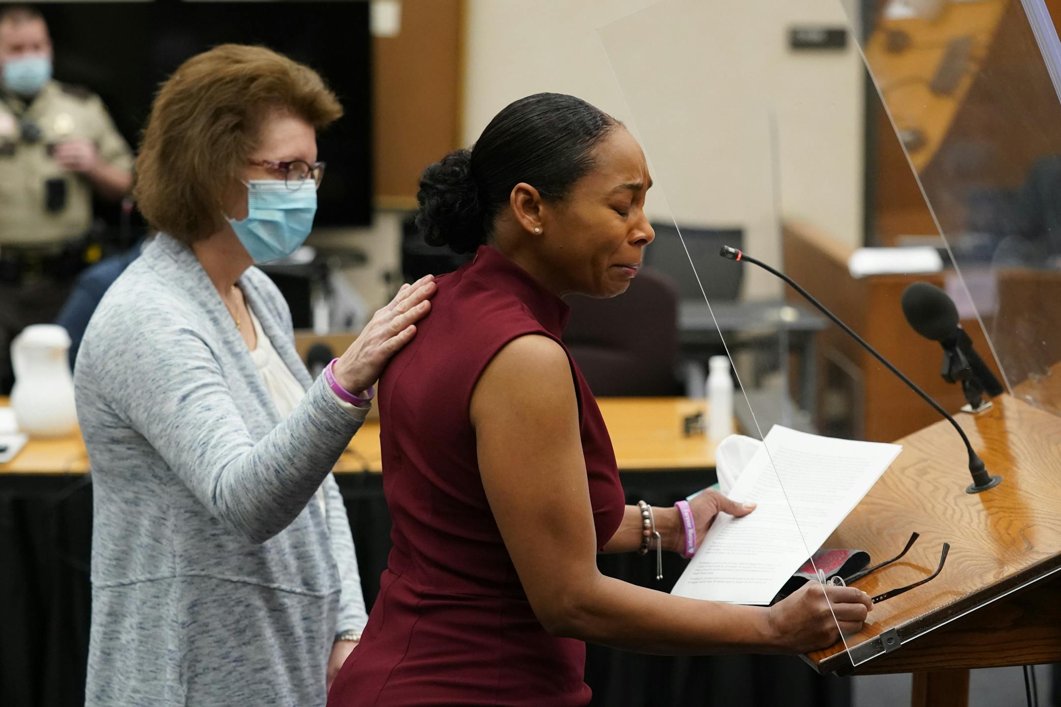 Monique Baugh's mother Wanda Williams Baugh, read her impact statement. Former Hennepin County probation officer, Elsa Segura, is sentenced, Tuesday, Nov. 9, 2021, in Hennepin County Court, Minneapolis, Minn., for luring Realtor, Monique Baugh, to a fake home showing where she was kidnapped and murdered.