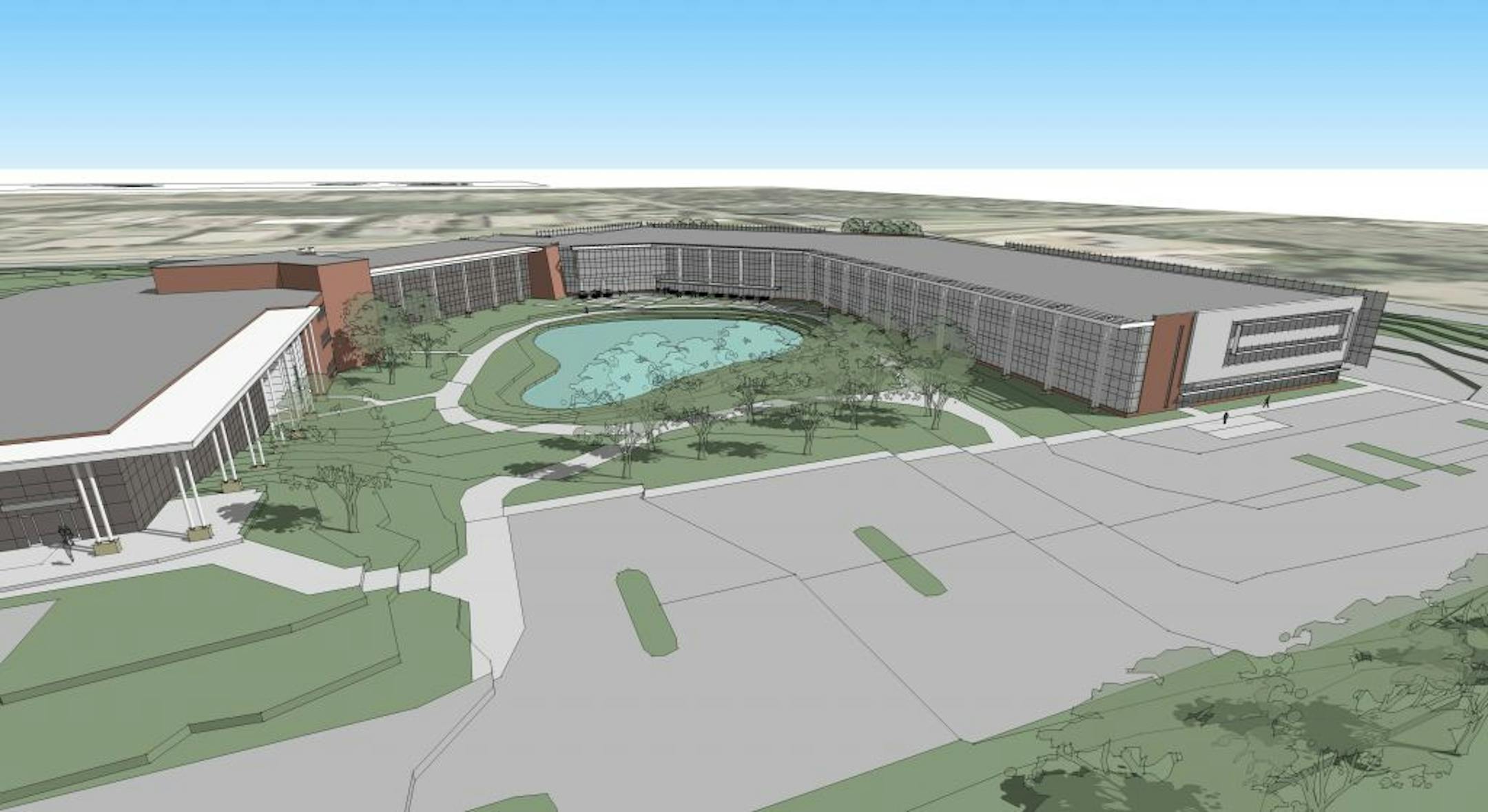 An artist's rendering of the expansion planned by St. Jude Medical for its cardiovascular division in Plymouth. The site will include manufacturing space, R&D and administration space.