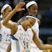 Renee Montgomery (21) reacted after Lynx turned the ball over in the fourth quarter.
