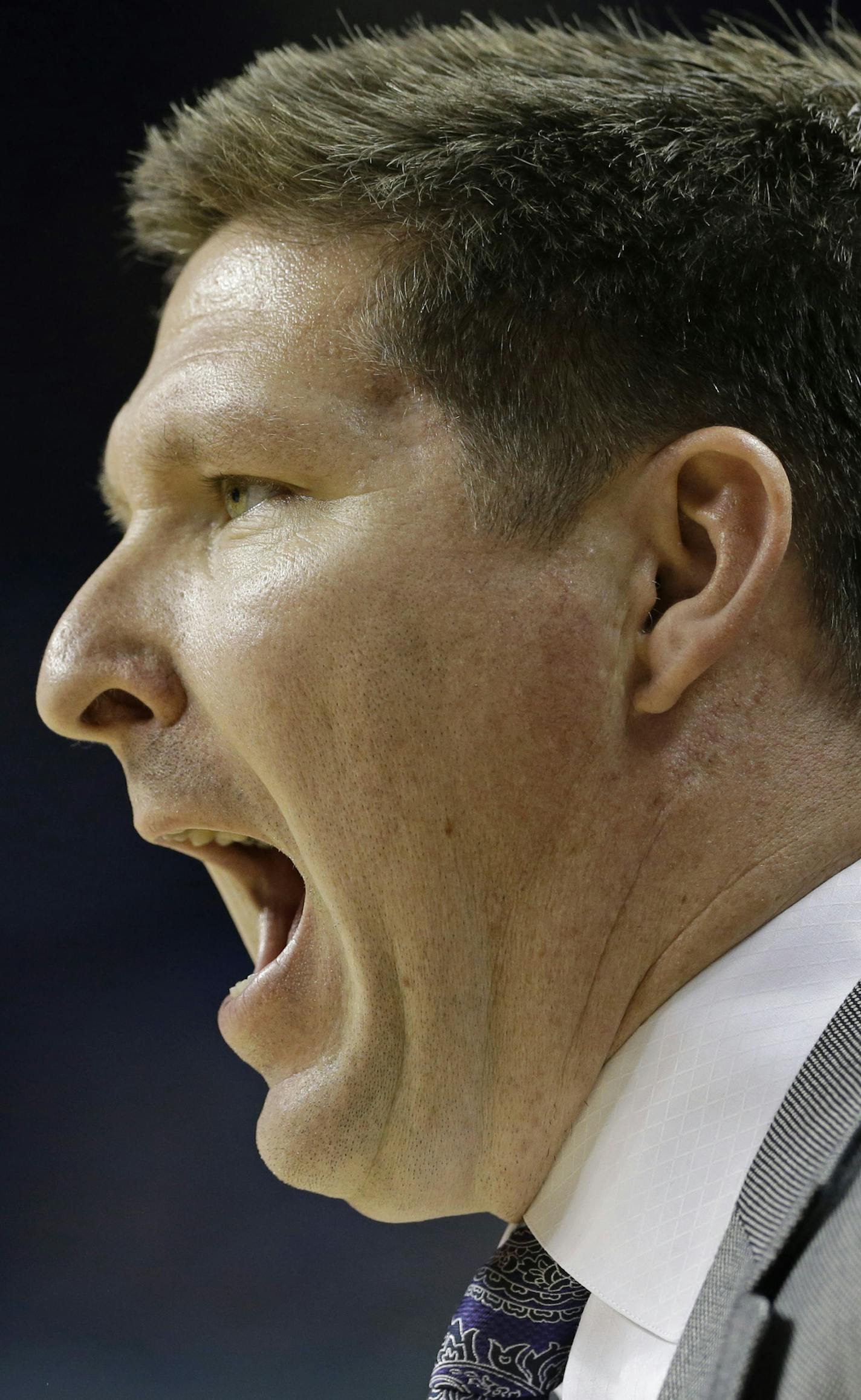 Clemson head coach Brad Brownell directs his team against Florida State during the first half of an NCAA college basketball game in the second round of the Atlantic Coast Conference tournament in Greensboro, N.C., Wednesday, March 11, 2015. (AP Photo/Gerry Broome) ORG XMIT: NCCB107