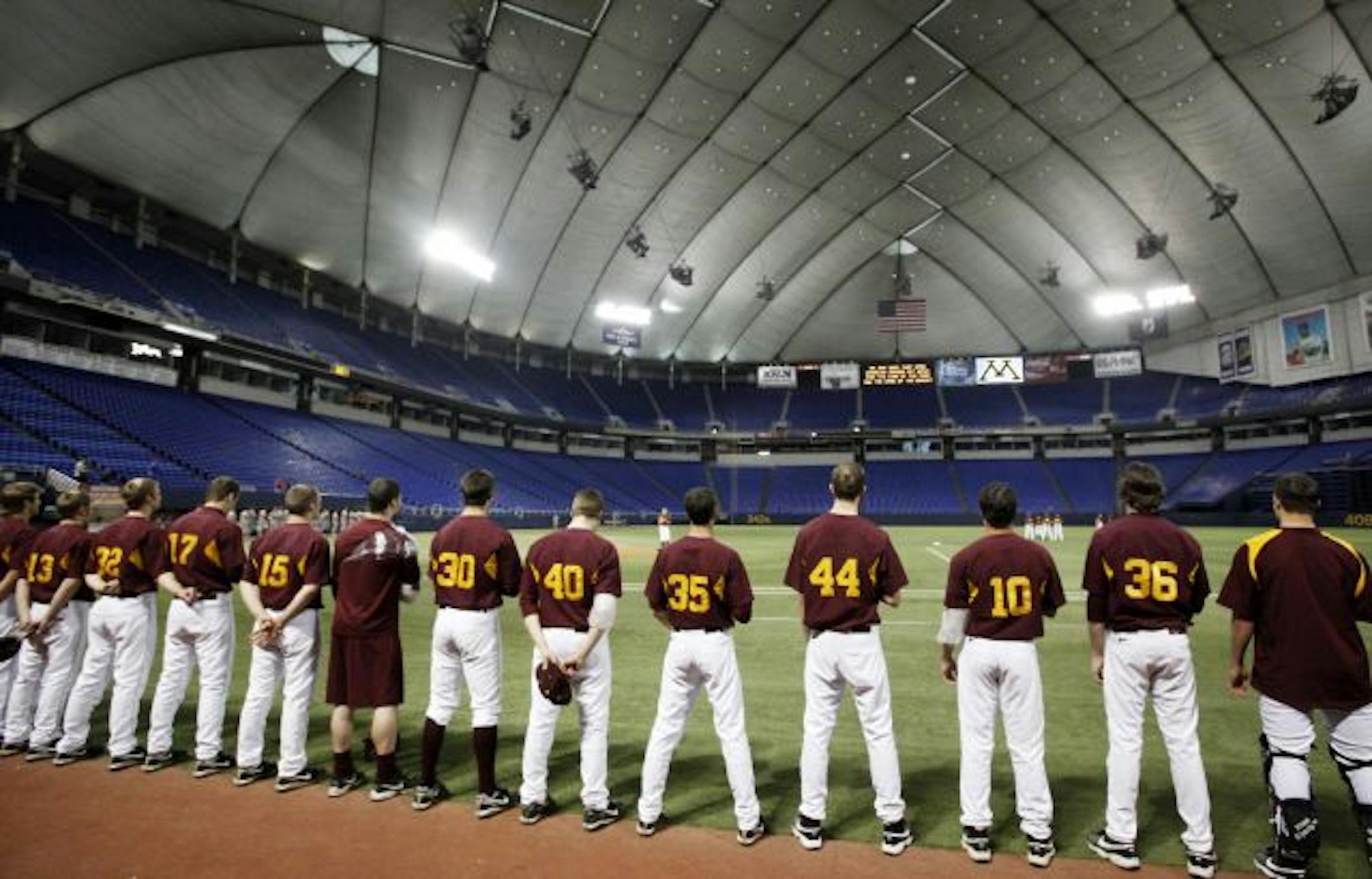 Once the home of the Twins and their two World Series championship teams, the Metrodome now is home to just one baseball team — the Gophers, who have taken over the locker room and have gleefully played ball in warm and dry conditions, no matter what the weather is doing outside.