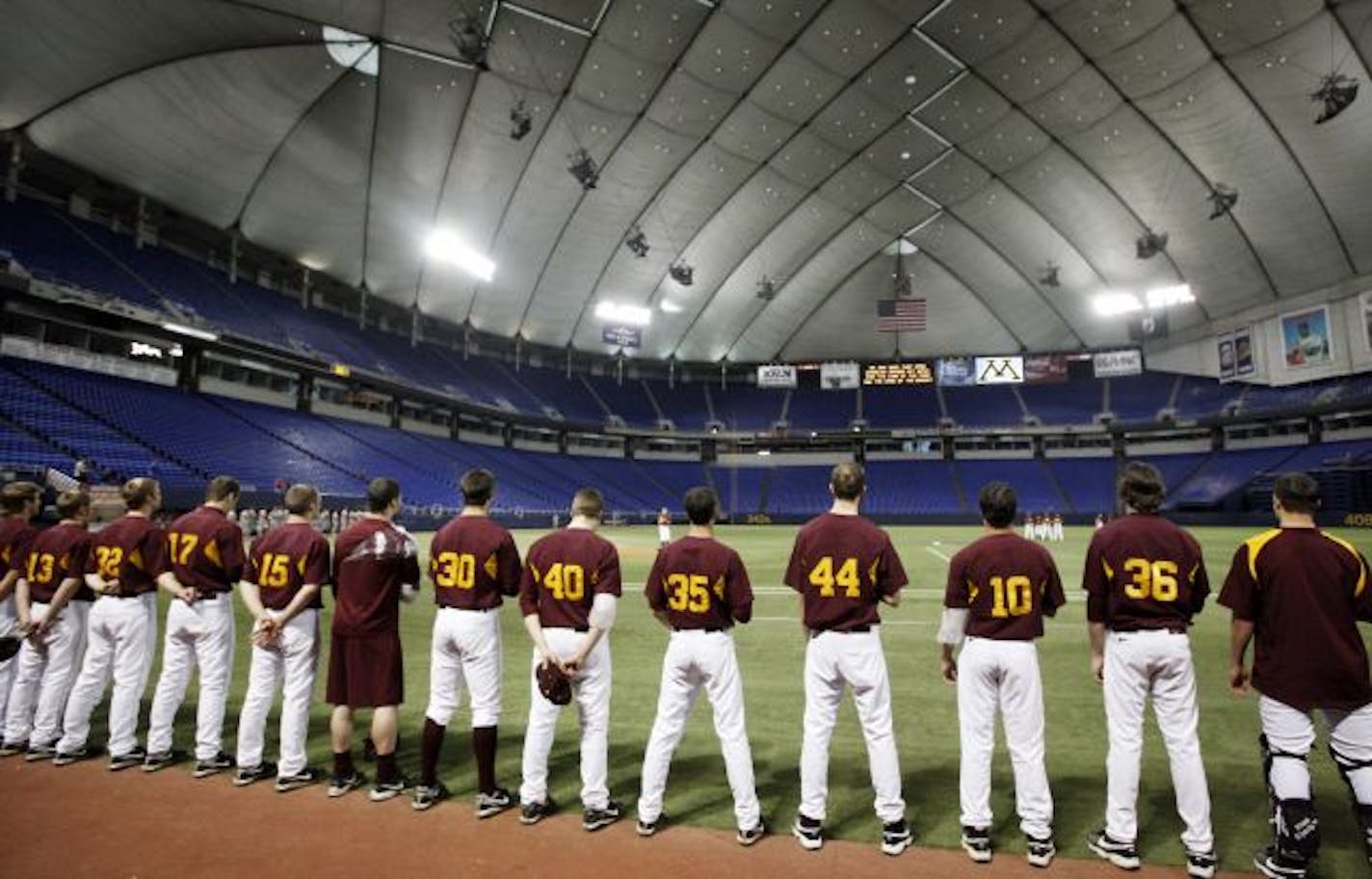 Once the home of the Twins and their two World Series championship teams, the Metrodome now is home to just one baseball team — the Gophers, who have taken over the locker room and have gleefully played ball in warm and dry conditions, no matter what the weather is doing outside.