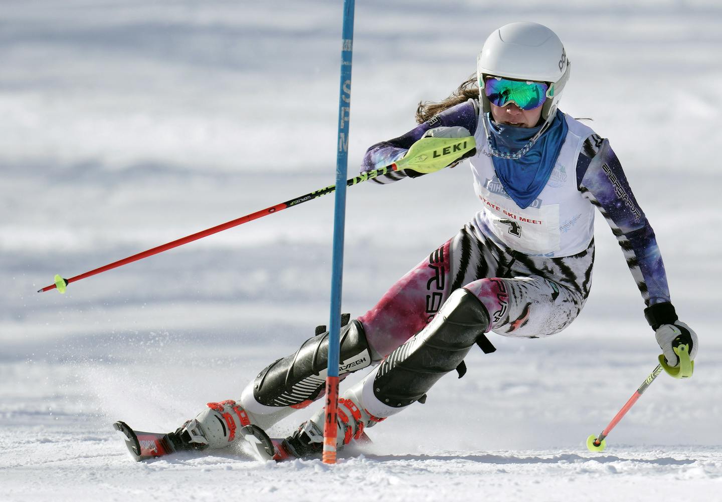 Minnesota Boys and Girls Alpine skiing state meet. Here, girls winer Sophia Palmquist of Eagan rounds a gate on her second run. ] brian.peterson@startribune.com
Biwabik, MN Wednesday, February 12, 2020