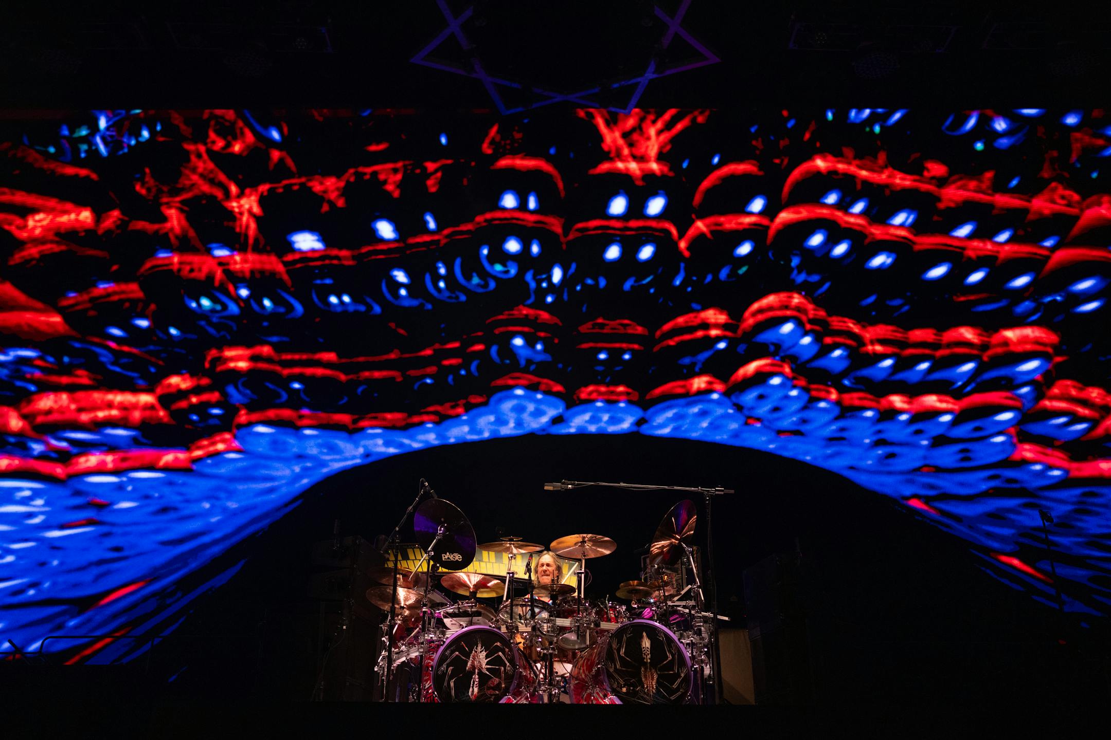 Drummer Danny Carey of Tool during the band's first song of their concert Tuesday night, October 31, 2023 at Xcel Energy Center in St. Paul.