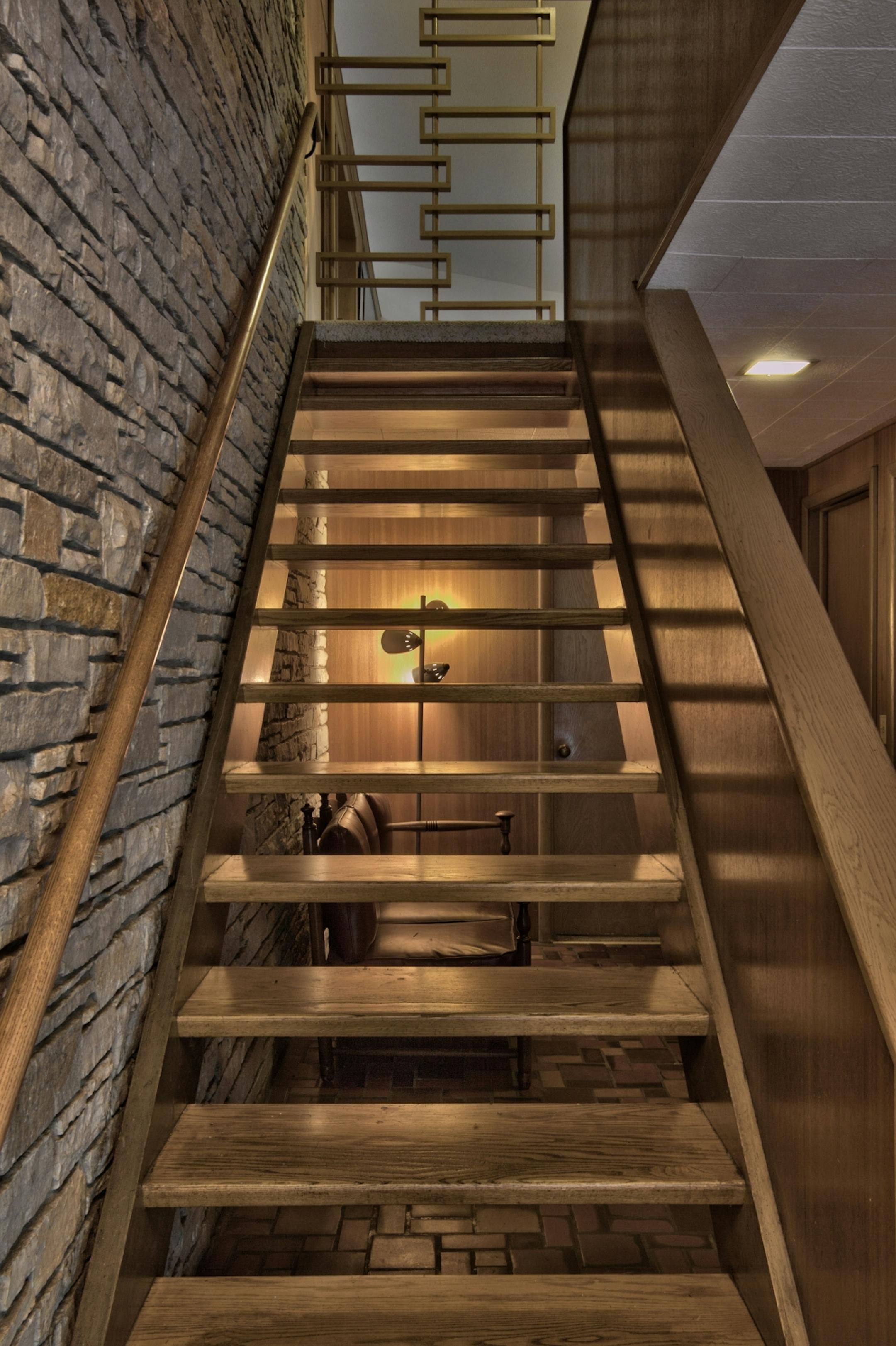 Arlander House staircase from Larry Millett's book Minnesota Modern - Architecture and Life at Midcentury. Credit Denes Saari and Maria Forrai Saari