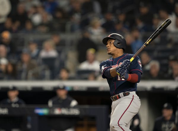 Minnesota Twins shortstop Jorge Polanco watched his solo home run off Yankees starter James Paxton in the first inning. ] JEFF WHEELER &#x2022; jeff.w