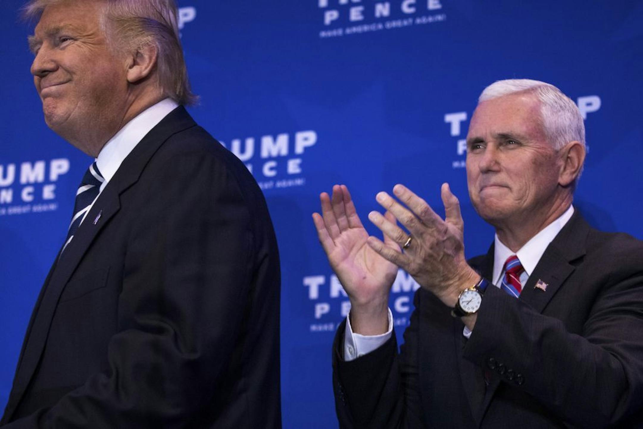 FILE � Mike Pence applauds after introducing Donald Trump at a campaign event in King of Prussia, Pa., Nov. 1, 2016. Pence used to be a harsh conservative critic of the federal government; soon he will essentially be running it, as so few others in Trump�s inner circle have hands-on experience in the capital.