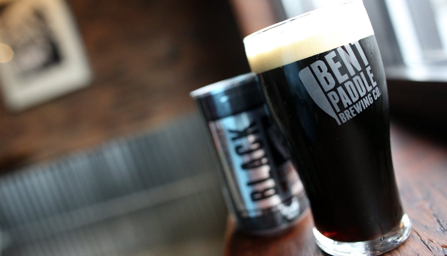 Black Ale with its prototype can at Bent Paddle in Duluth Min., Wednesday, May 22, 2013. ] (KYNDELL HARKNESS/STAR TRIBUNE) kyndell.harkness@startribune.com