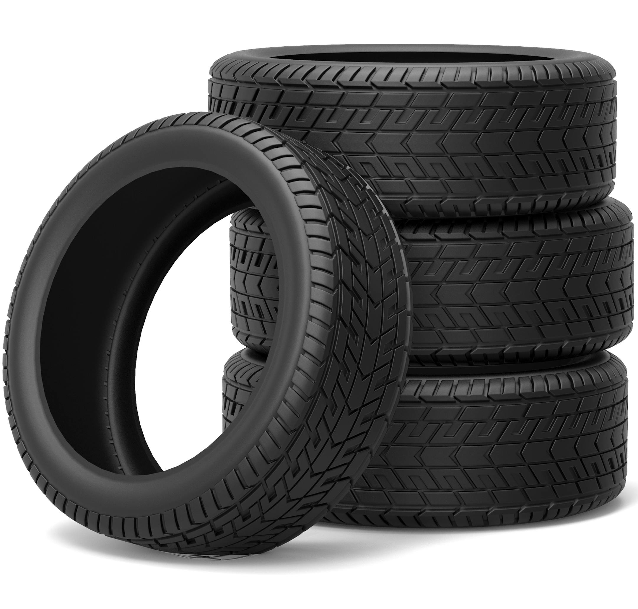 Car tires isolated on white, 3D Rendering.