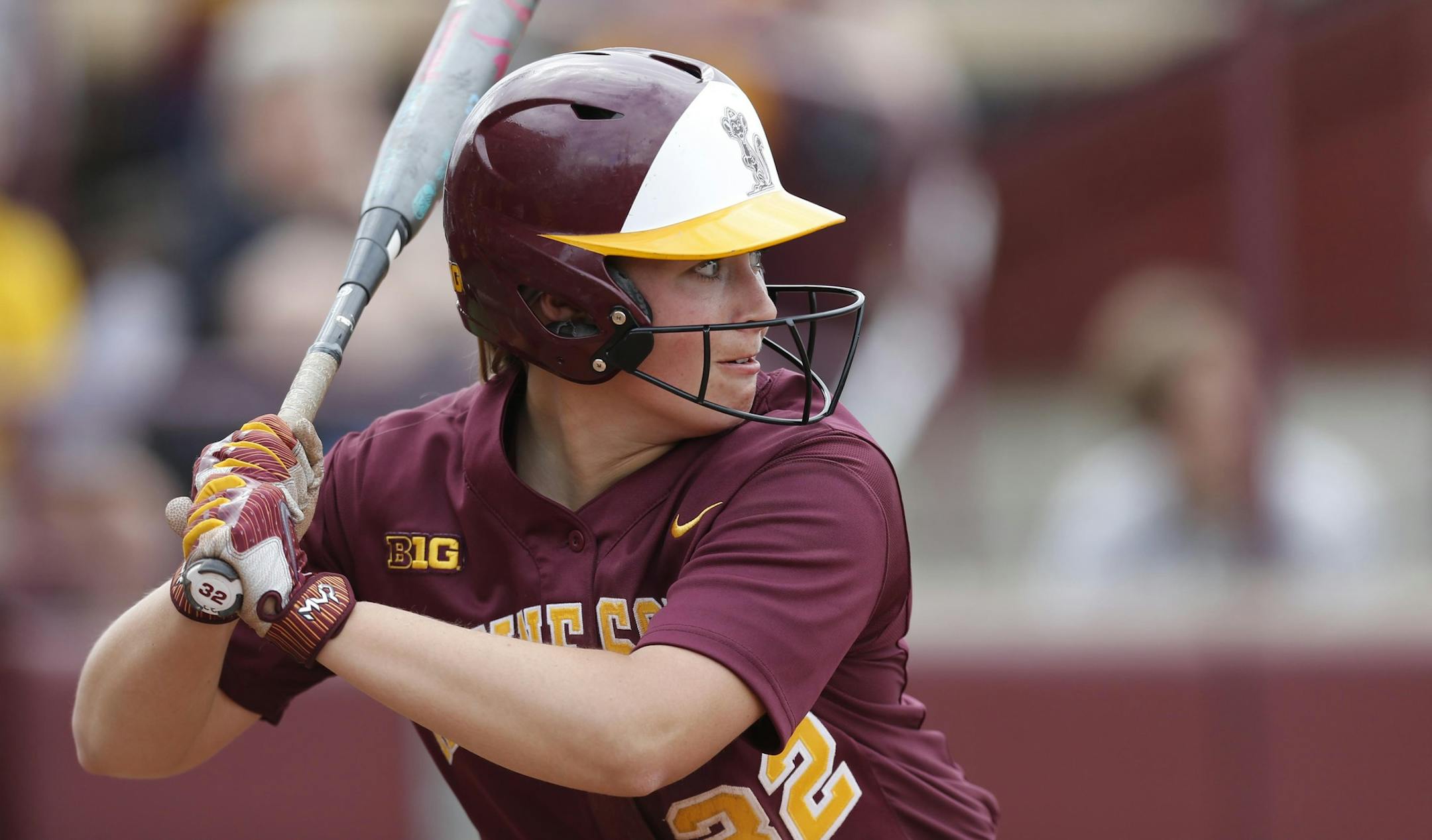 Sydney Dwyer, April 2017, Gophers softball. University of Minnesota photo.