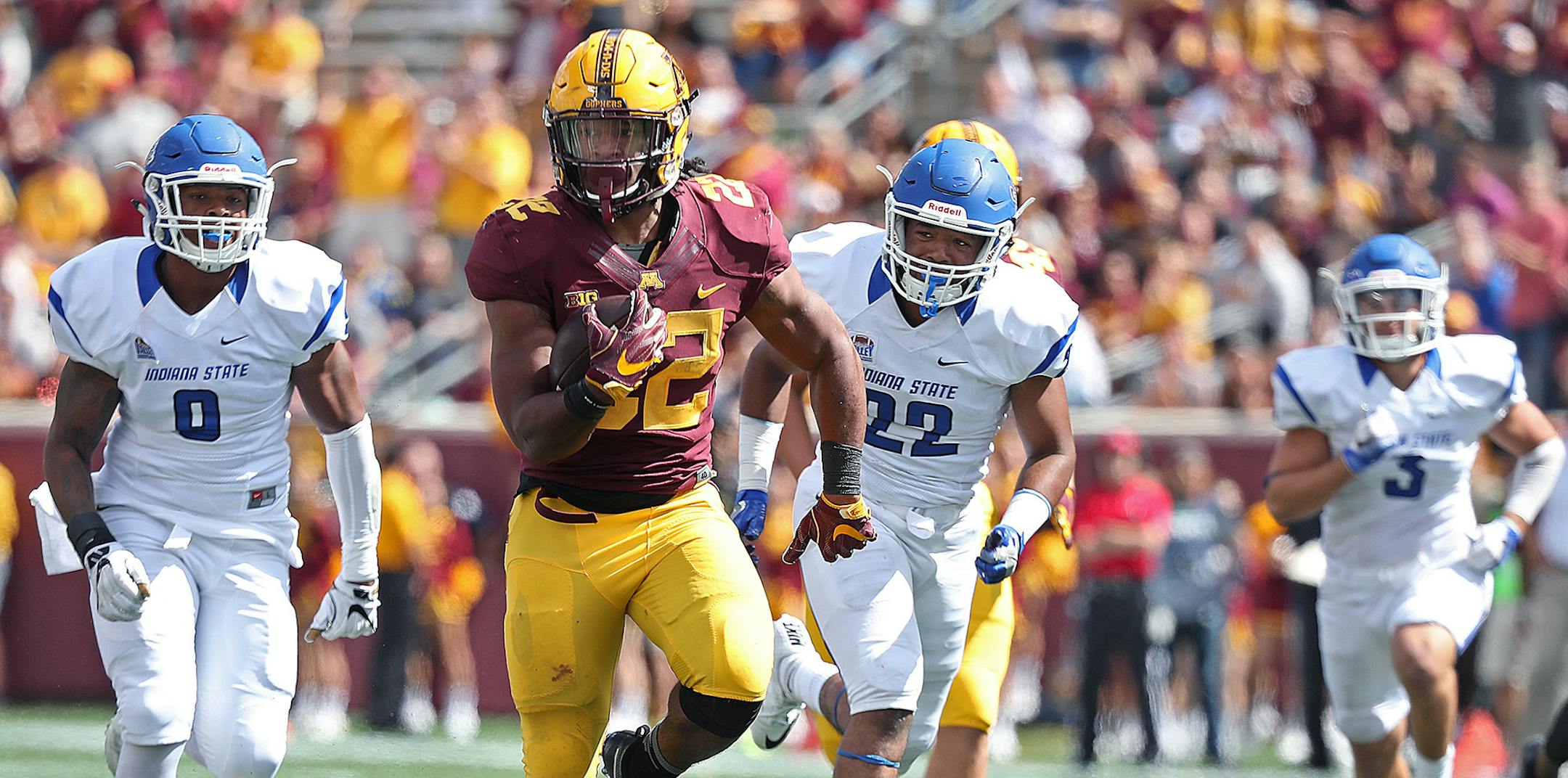 Kobe McCrary ran for 176 yards against Indiana State. That&#x2019;s the highest total for a Gopher at TCF Bank Stadium for someone other than David Cobb.