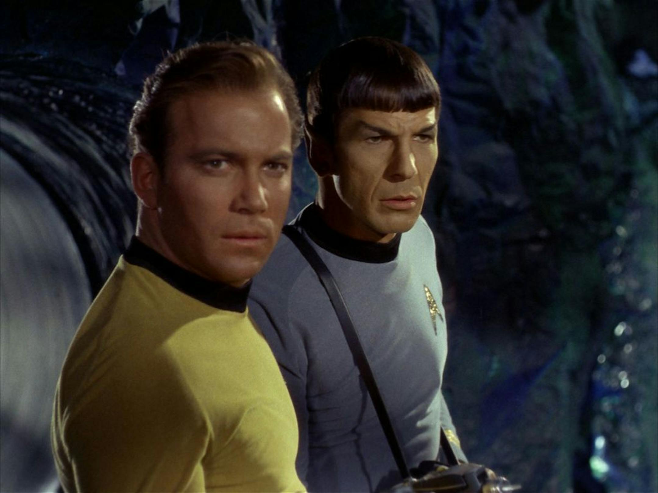 Science-fiction writer Norman Spinrad wrote a script for the cult 1960s TV show "Star Trek" -- starring William Shatner, left, and Leonard Nimoy -- that was never used and turned up after being forgotten for years.