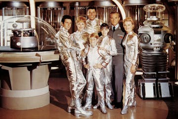 The 1960s TV series Lost in Space featured, from left, pilot Don West (Mark Goddard), mother Maureen Robinson (June Lockhart), father John Robinson (G