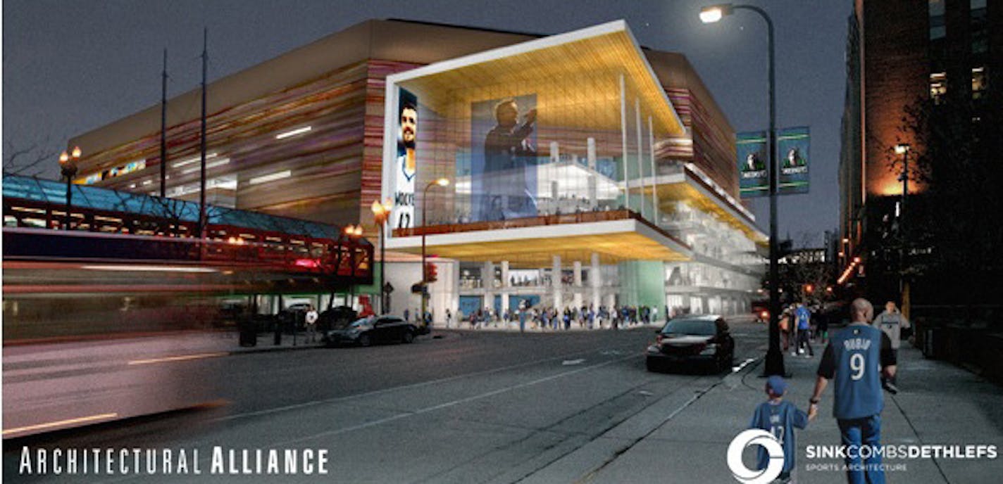 Star Tribune file A rendering of the proposed exterior changes to Target Center in downtown.