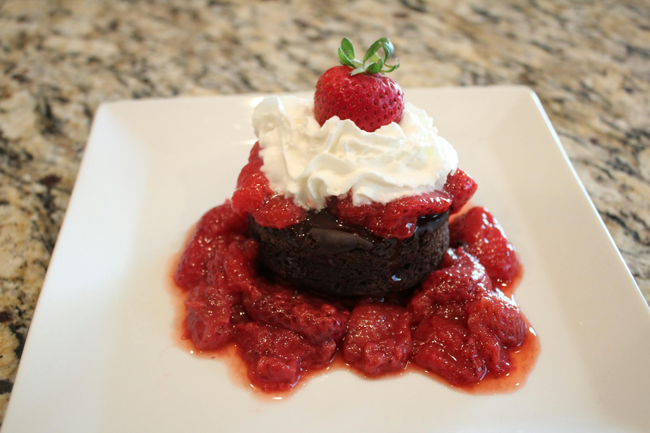 Triple Chocolate Strawberry Shortcake: Dense chocolate cake with chocolate chips and fudge icing smothered with strawberries and whipped cream. At The Strawberry Patch, located on the west side of Liggett St. between Carnes & Judson avenues.