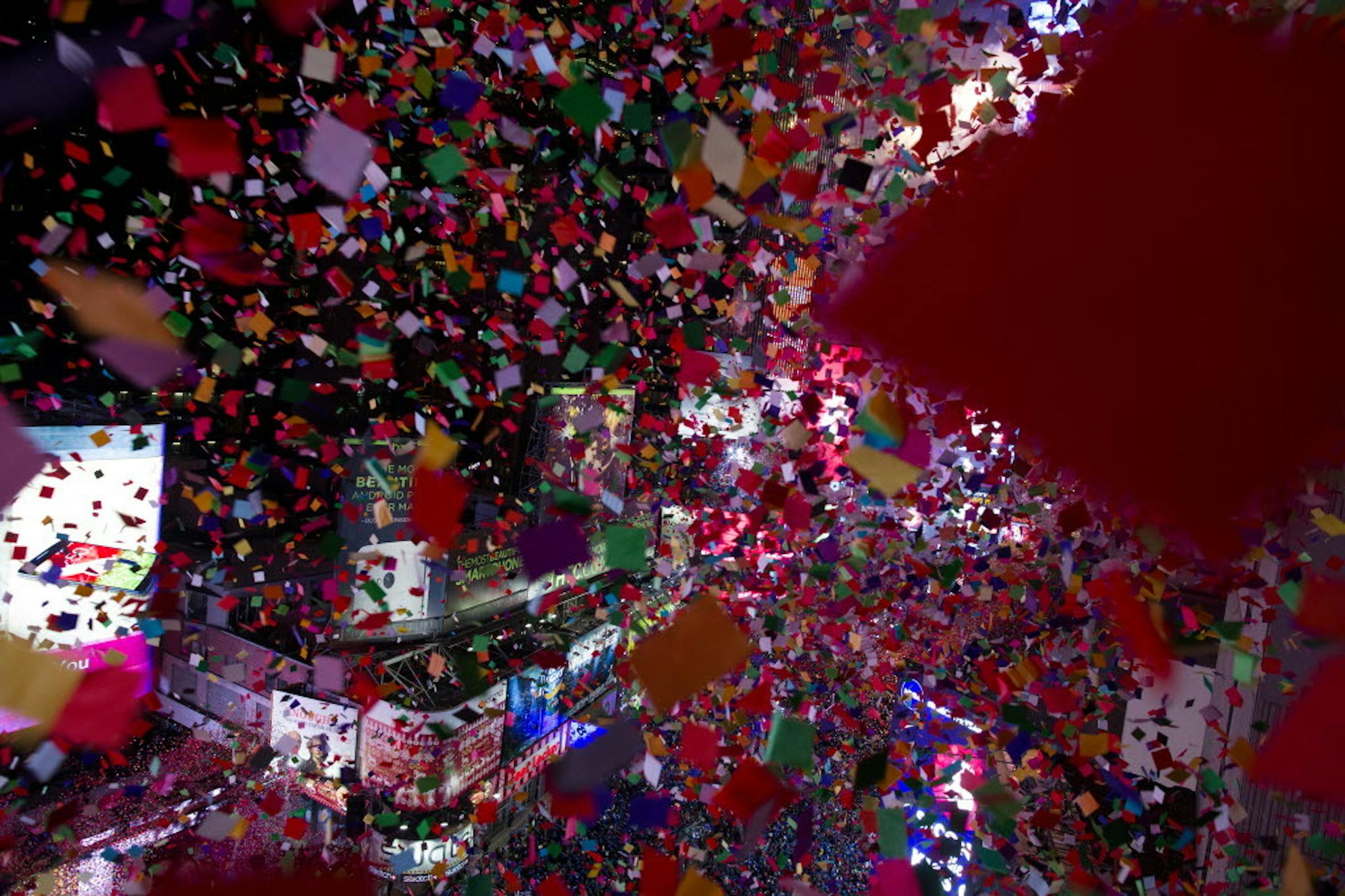 Times Square in New York City on New Year's Eve, 2013.