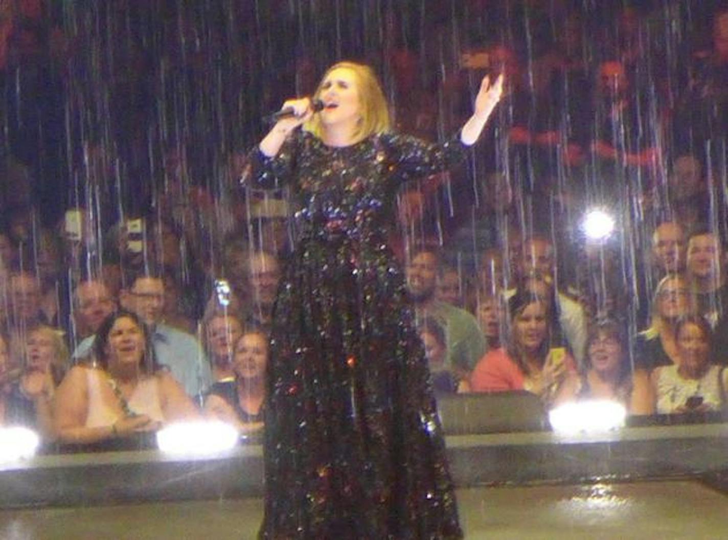 Adele enveloped in rain during "Set Fire to the Rain"