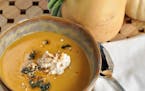 Roasted Butternut Squash Soup With Brown Butter, Sage and Hazelnut Cream.