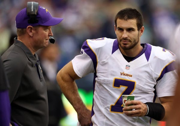 Vikings quarterback Christian Ponder, with offensive coordinator Bill Musgrave