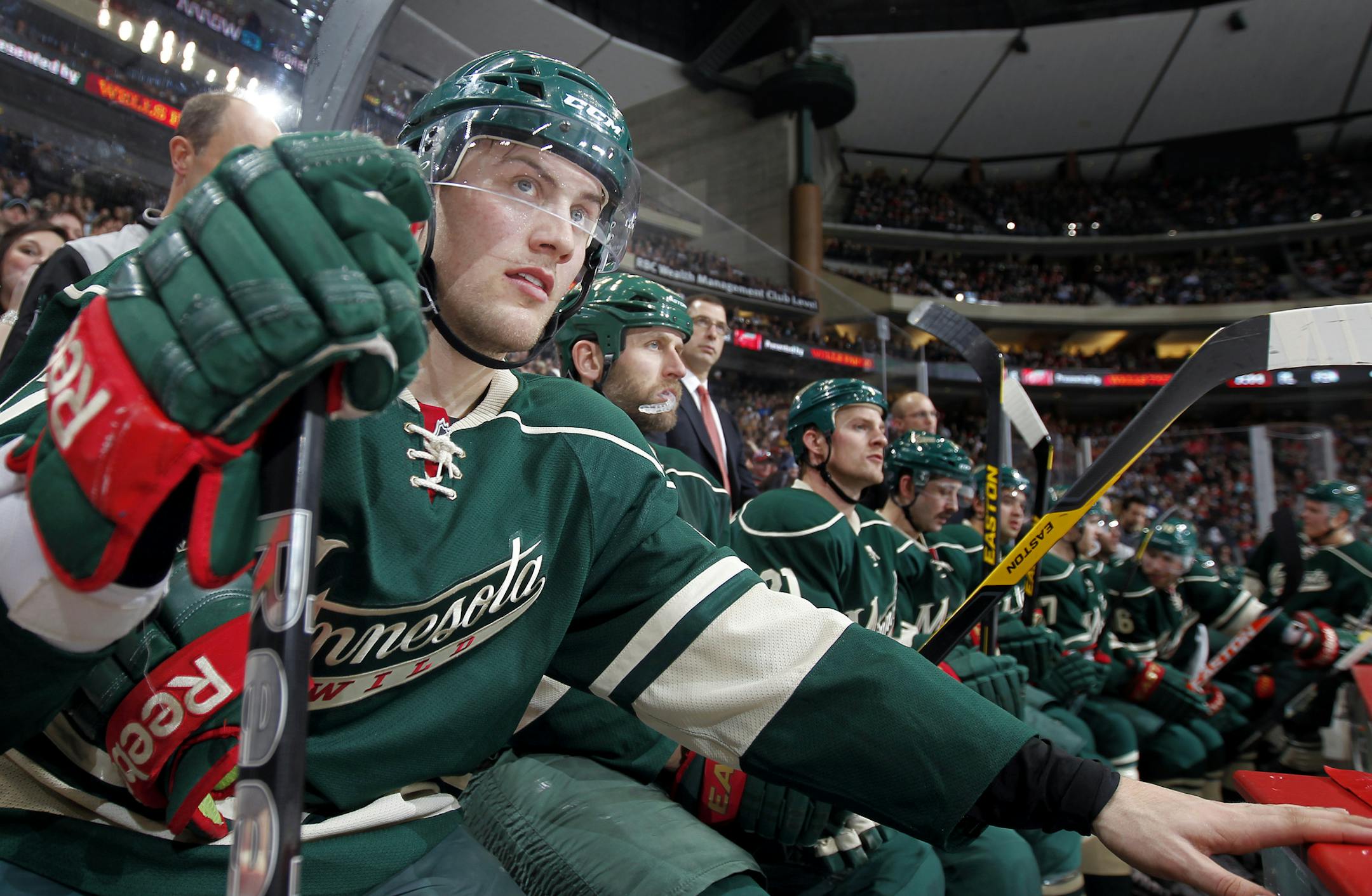 Minnesota Wild rookie Johan Larsson (47) in the third period. Minnesota beat Detroit by a final score 3-2. ] CARLOS GONZALEZ cgonzalez@startribune.com - February 17, 2013, St. Paul, Minn., Xcel Energy Center, NHL, Minnesota Wild vs. Detroit Red Wings