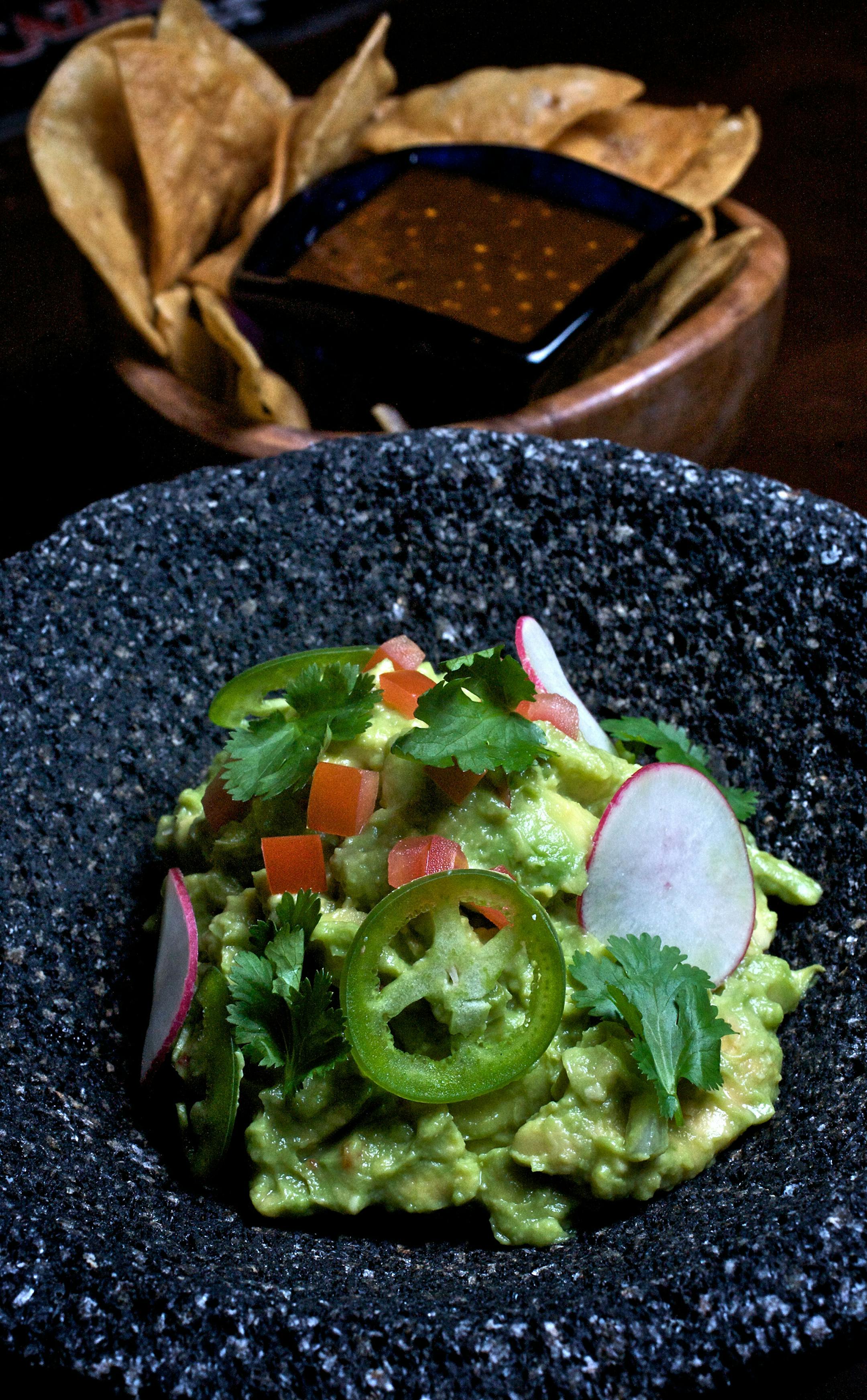 Barrio serves a delicious made-to-order Guacamole with salsa and fresh corn tortilla chips.