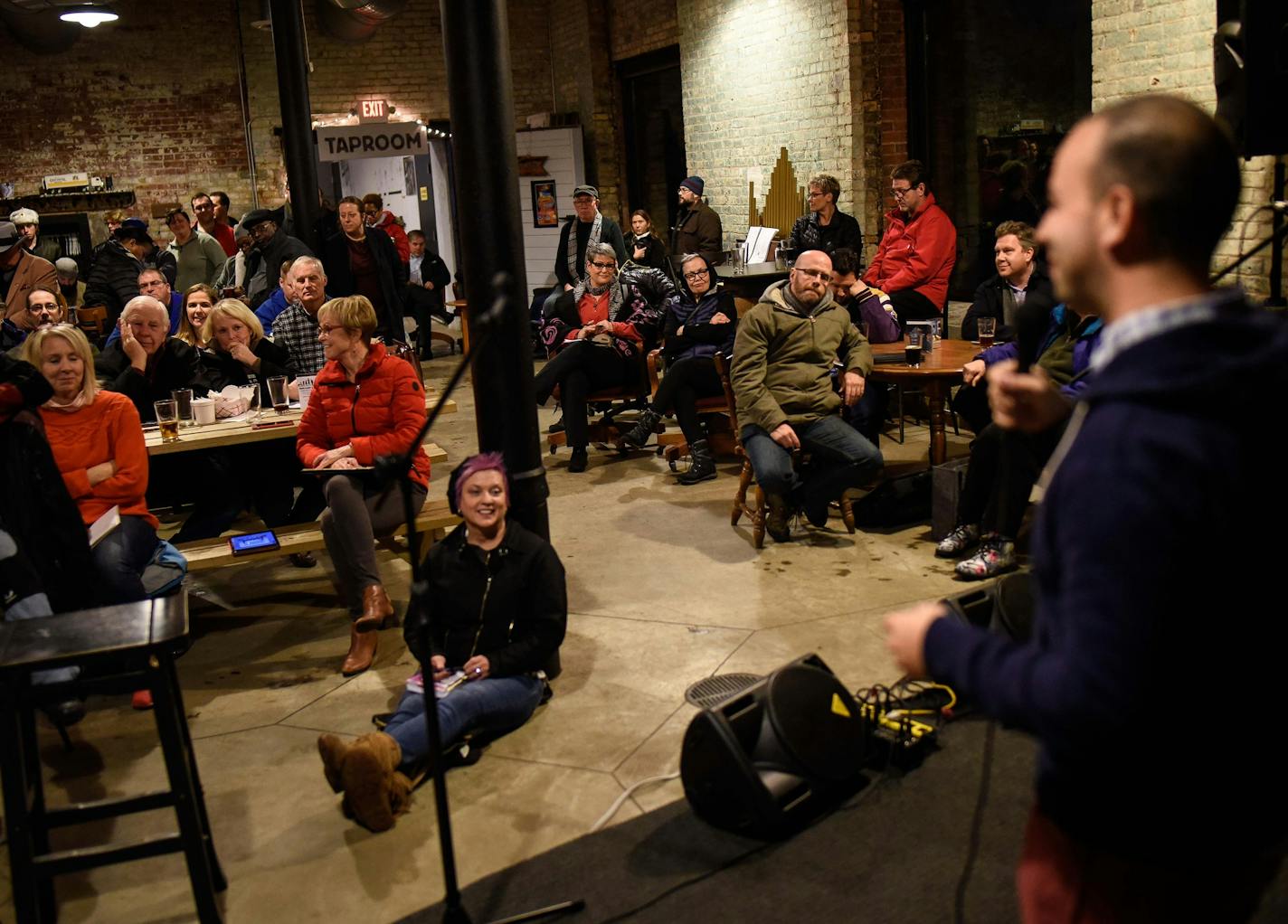 Ben Breit, with Airbnb, spoke to a crowd of more than one hundred Thursday night at Flat Earth Brewery in St. Paul about hosting during the Super Bowl next month. ] AARON LAVINSKY &#xef; aaron.lavinsky@startribune.com Right now, with far more "hosts" than "visitors," it's a renter's market for Super Bowl housing and many who had hoped to name their price just aren't getting. That could change after the final play-off game once the teams are known. Airbnb held a Twin Cities host club gathering of