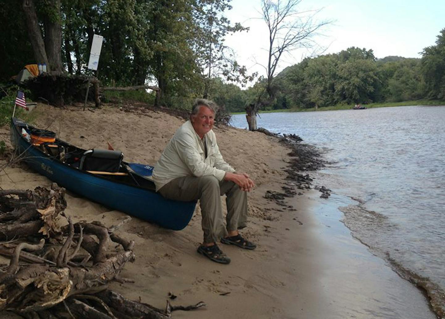 A Vietnam War veteran, Mark Fox of Eagan paddled the Mississippi River during a Warrior Paddle in 2015.