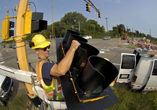 Road construction and intersection work in Minnesota.
