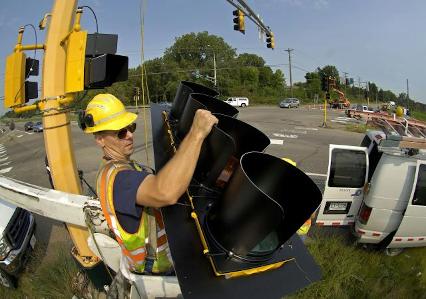 Road construction and intersection work in Minnesota.
