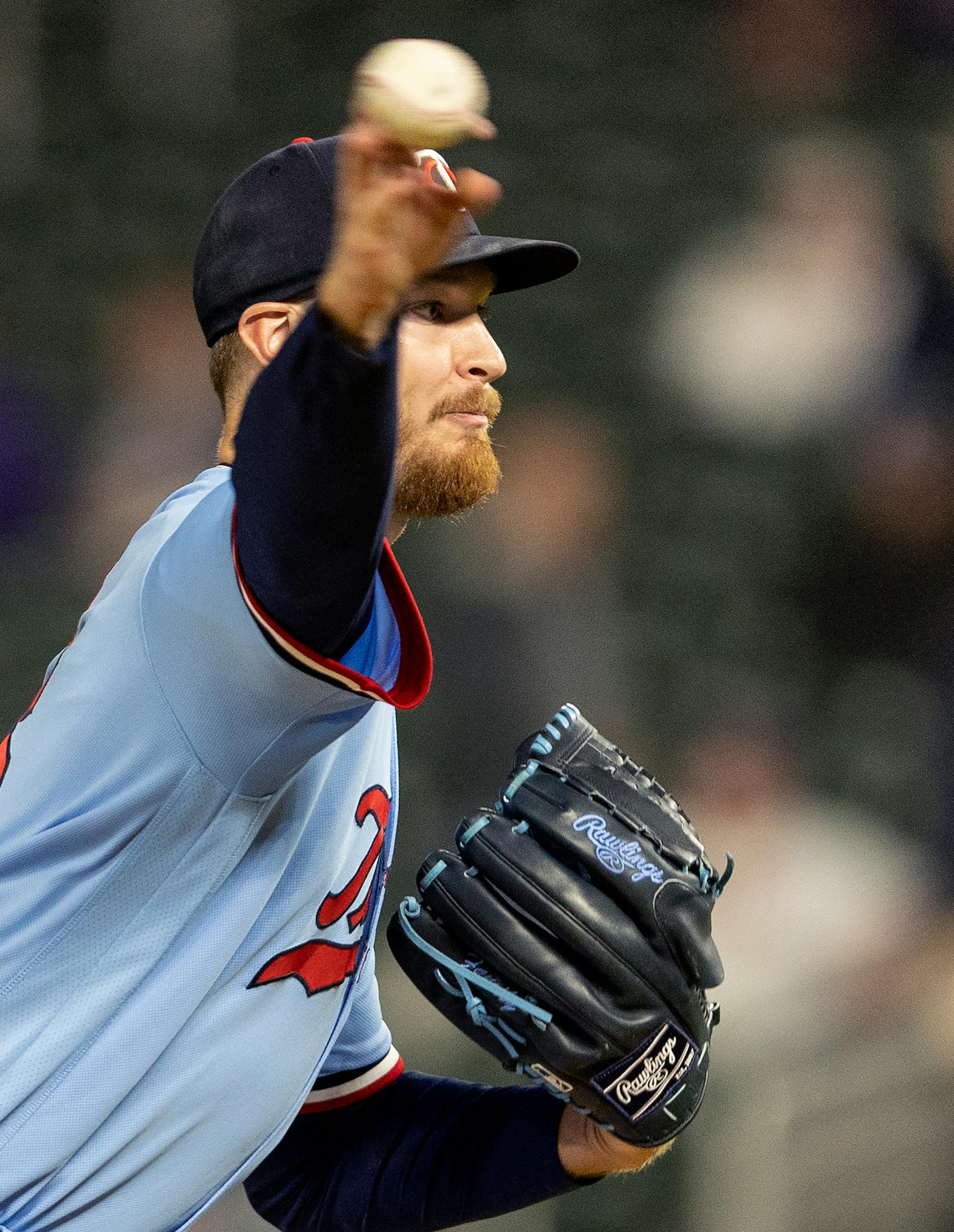 Minnesota Twins pitcher Bailey Ober in the fifth inning .