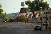 Hibbing's First Avenue was decorated with American flags for Flag Day and July 4th.