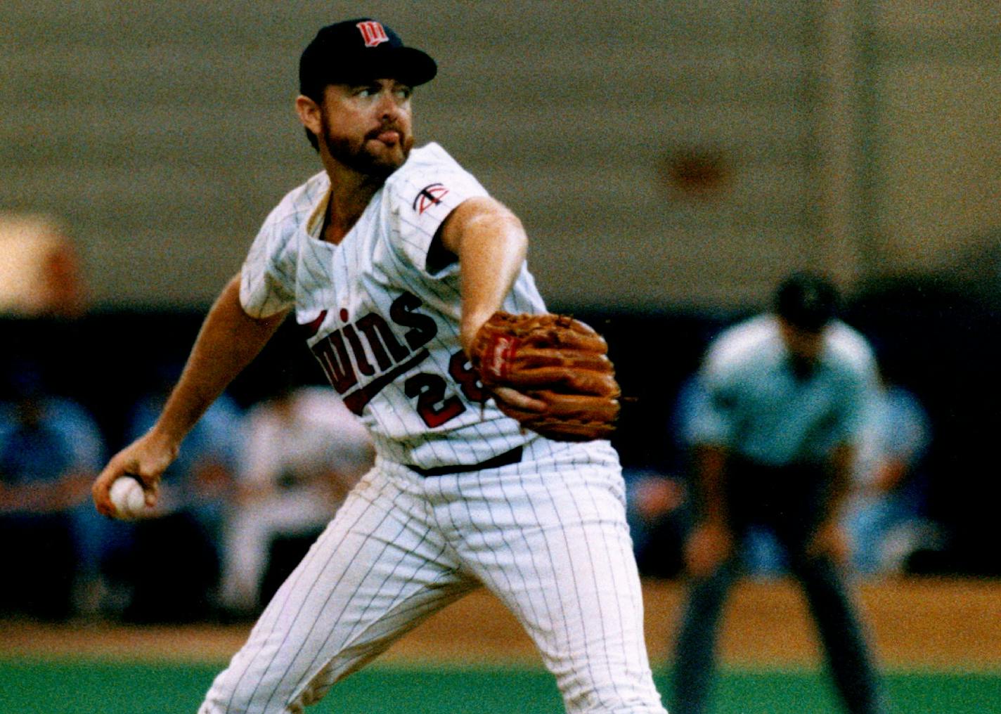 September 27, 1987 Bert Blyleven bears down against the Kansas City Royals during the last home game of the regular season. Blyleven and the Twins beat K.C. to assure themselves of at least a tie for the western division crown. Brian Peterson, Minneapolis Star Tribune