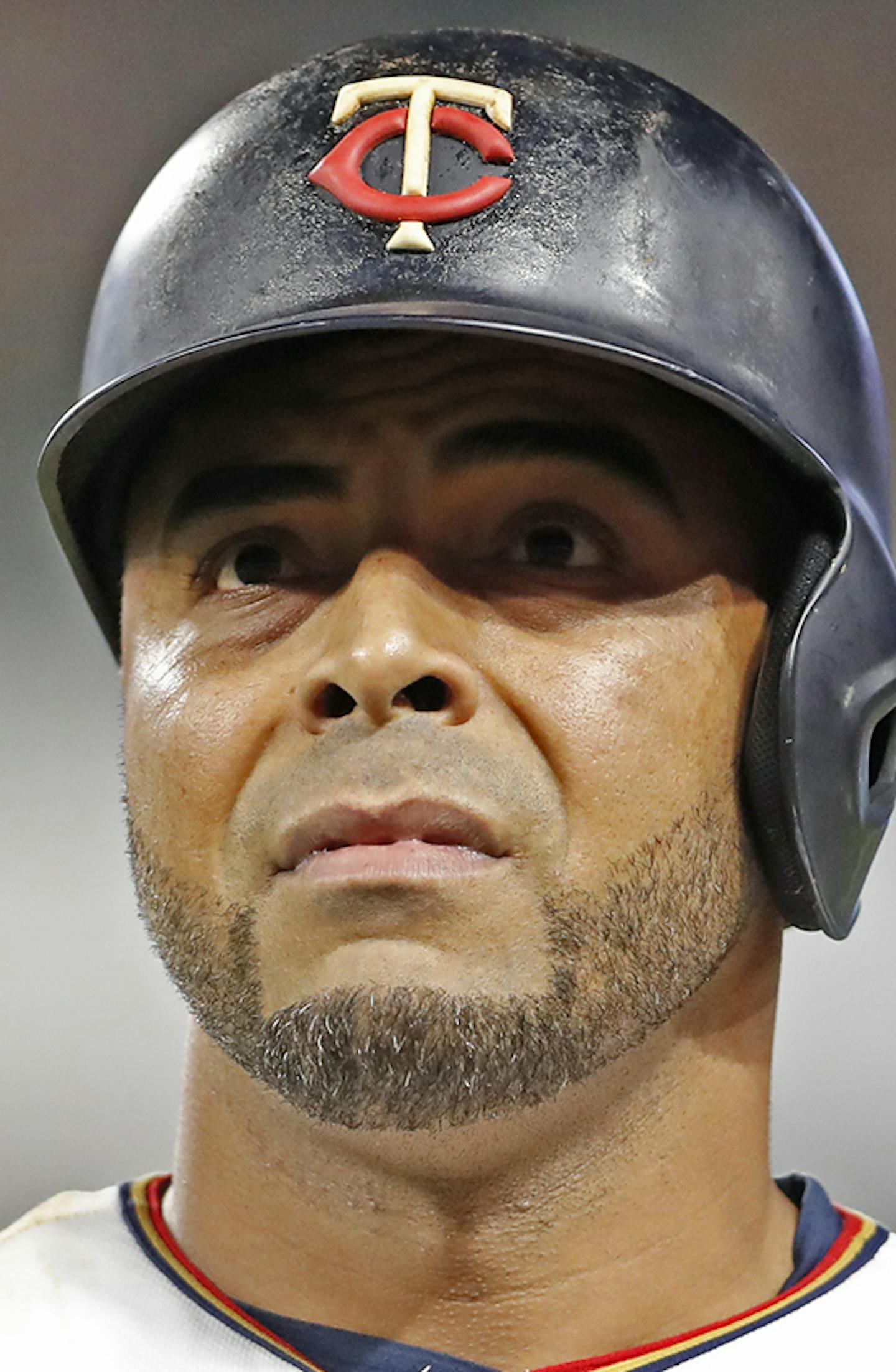 Minnesota Twins designated hitter Nelson Cruz (23) reacts after he is out at first base in the ninth inning. ] LEILA NAVIDI &#x2022; leila.navidi@startribune.com BACKGROUND INFORMATION: The Minnesota Twins play against the Atlanta Braves at Target Field in Minneapolis on Tuesday, August 6, 2019. The Atlanta Braves won the game 12-7.