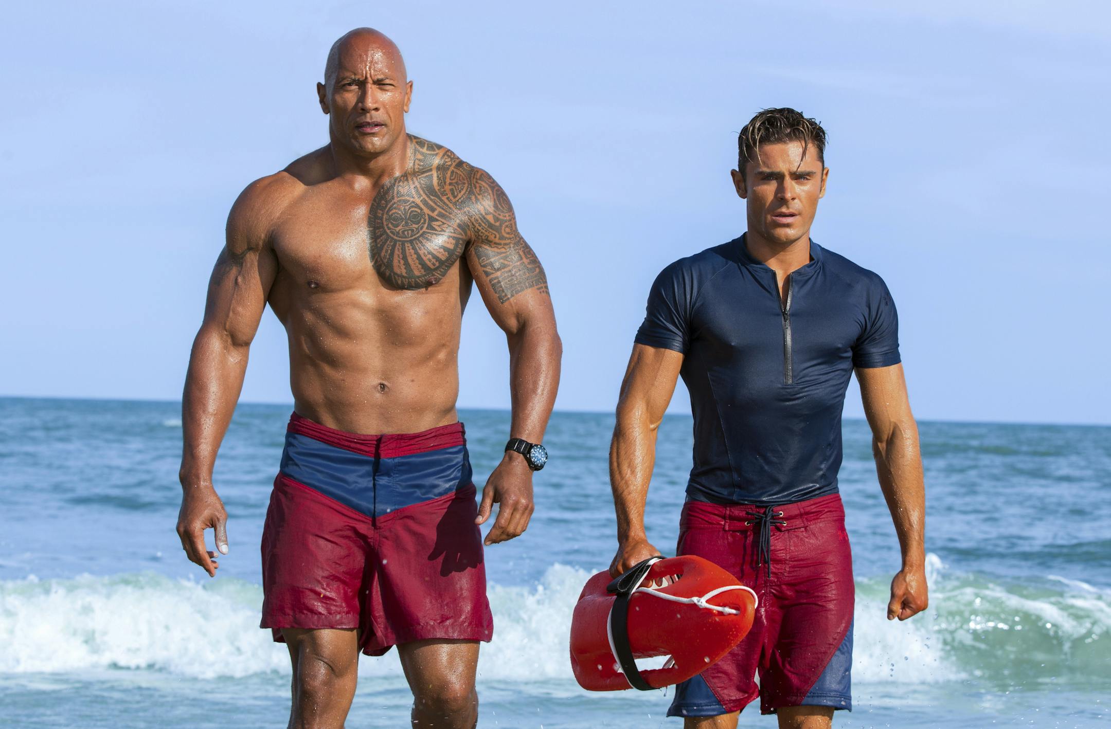 Dwayne Johnson and Zac Efron in "Baywatch."
