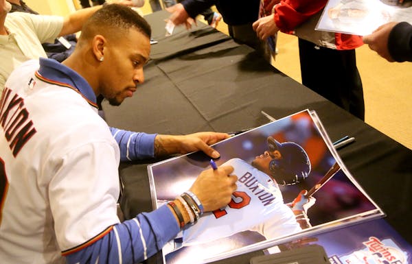 Minnesota Twins prospect Byron Buxton signed autographs at TwinsFest on Friday at Target Field in Minneapolis.