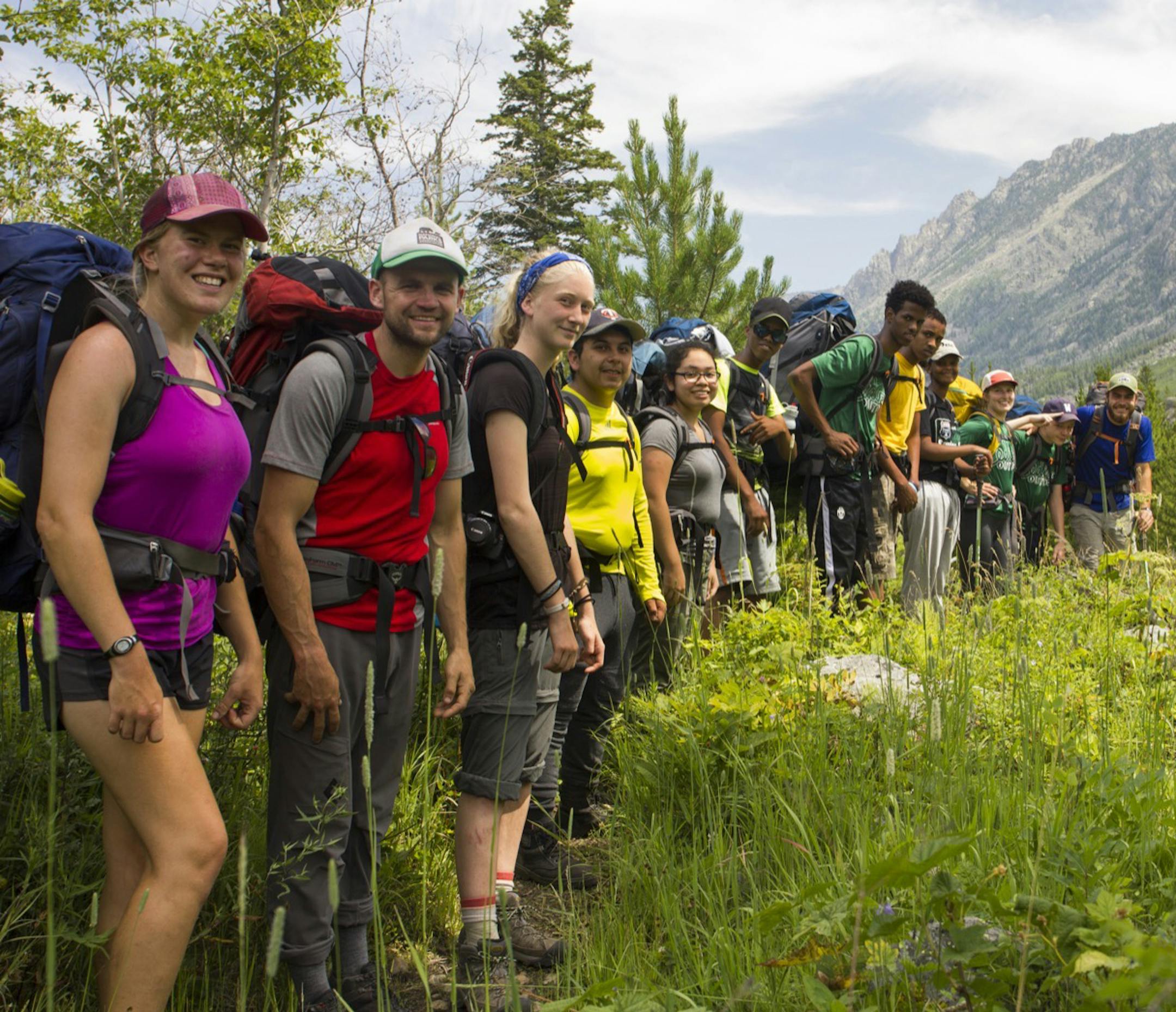Randy Baum, second from left, with students during a trip in the Beartooth Mountains, in the Rockies, in July 2017.